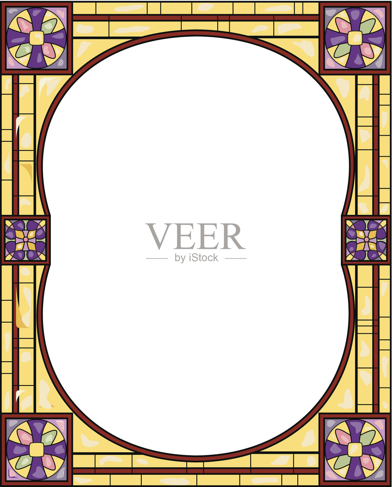 彩色玻璃框架C插画图片素材