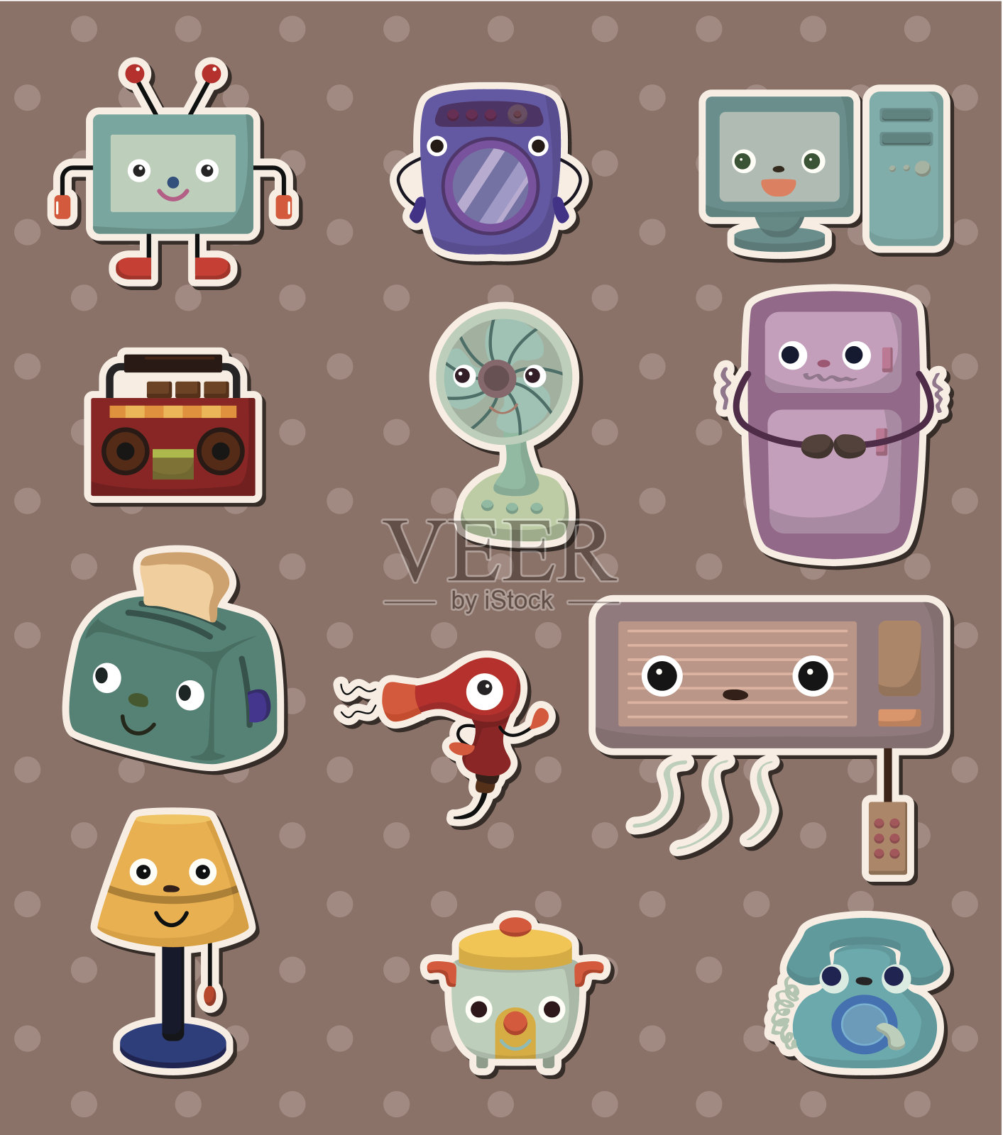 家用电器贴纸插画图片素材