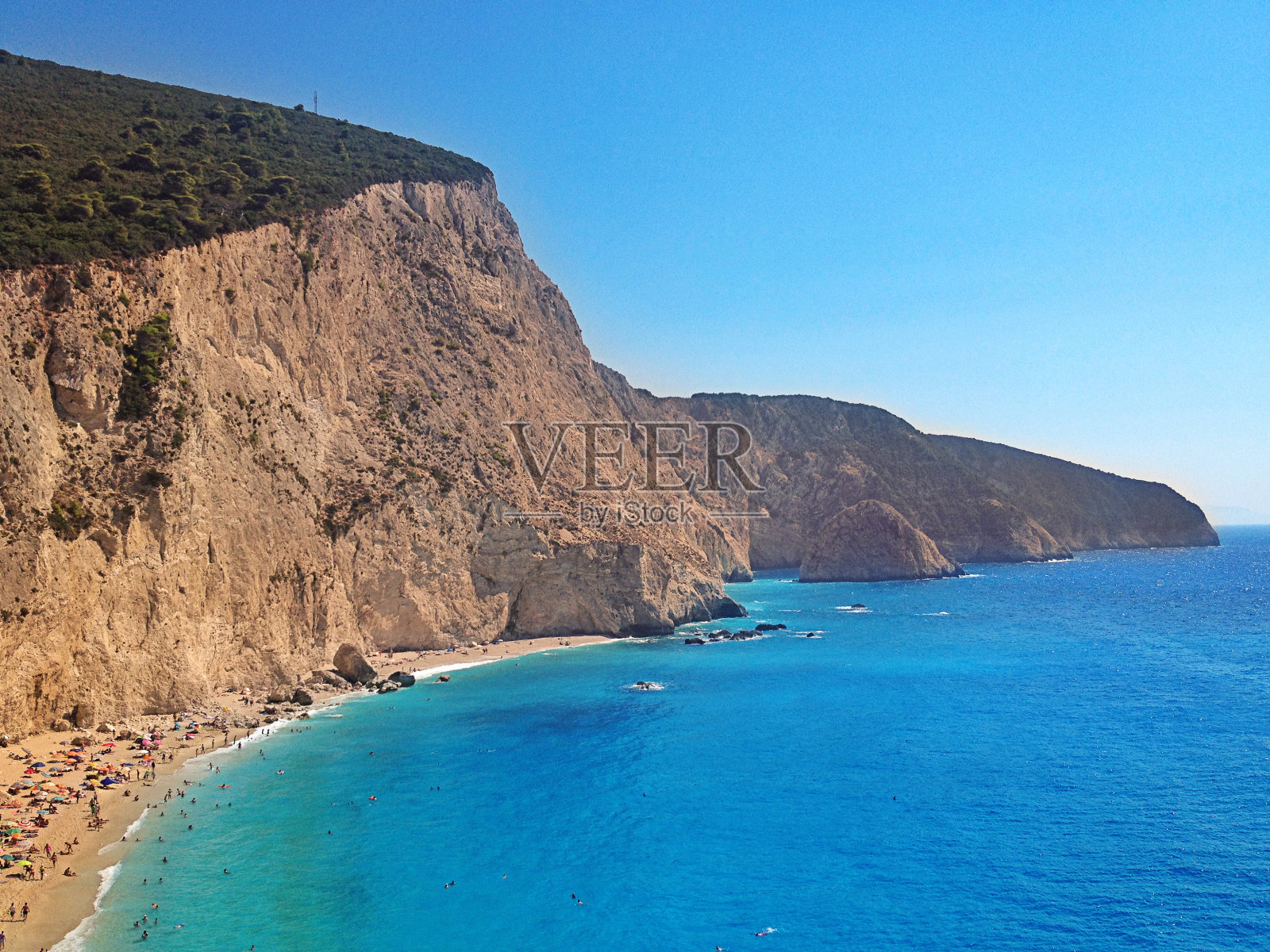 拉夫卡达港的Katsiki海滩照片摄影图片