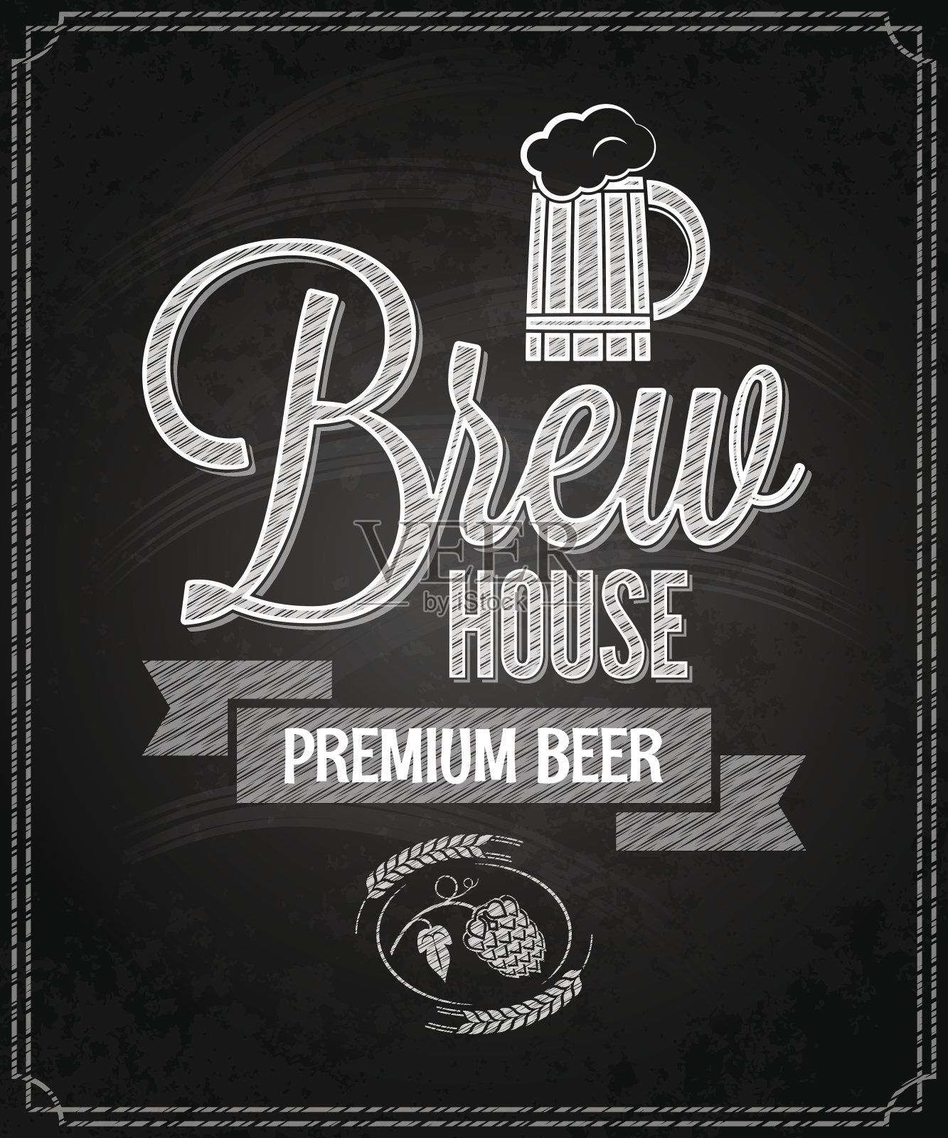 啤酒菜单设计房子黑板背景插画图片素材