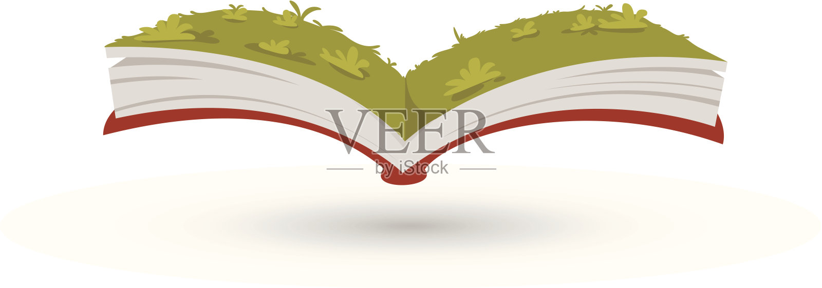 书中的草地花园插画图片素材