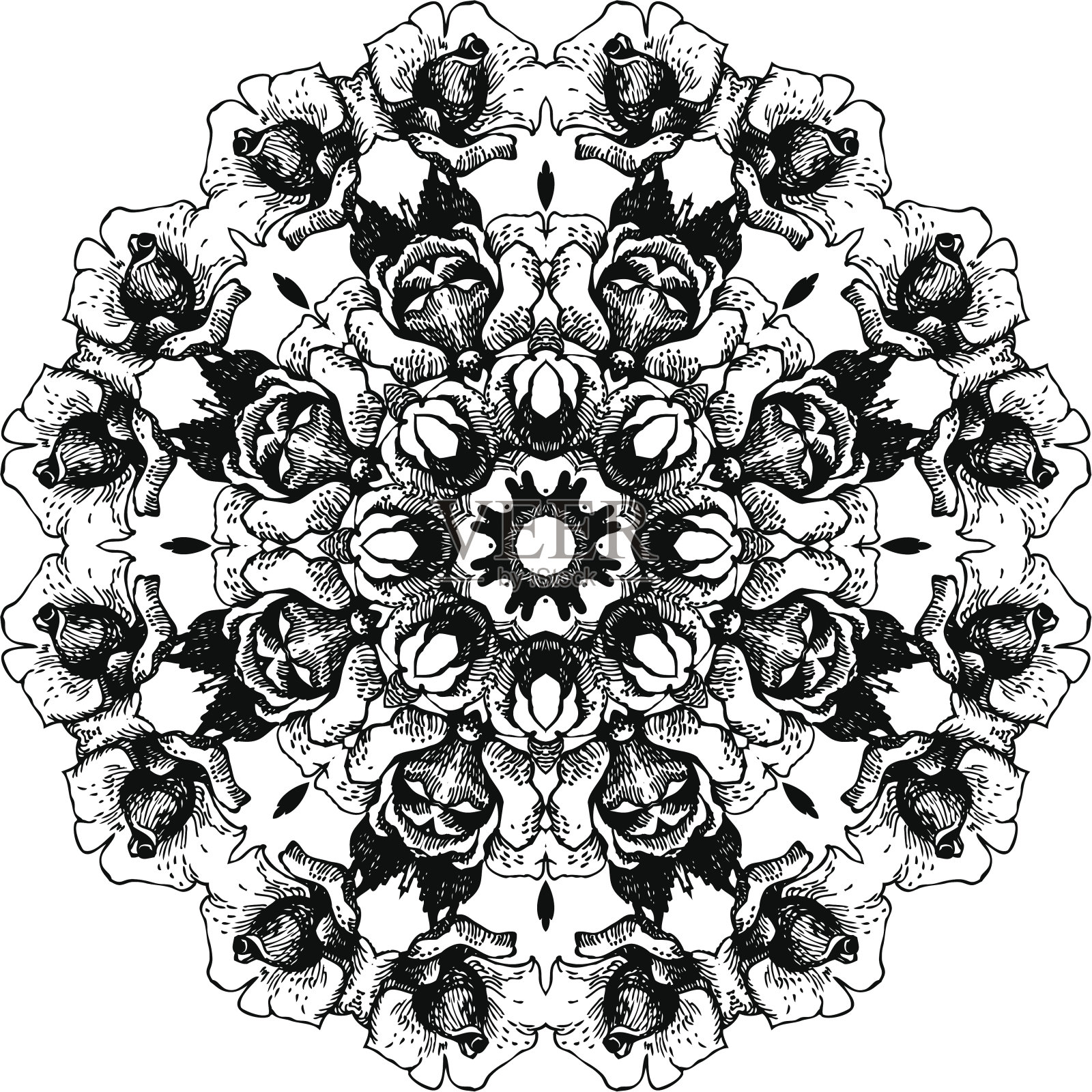 复古装饰花边圆形图案插画图片素材