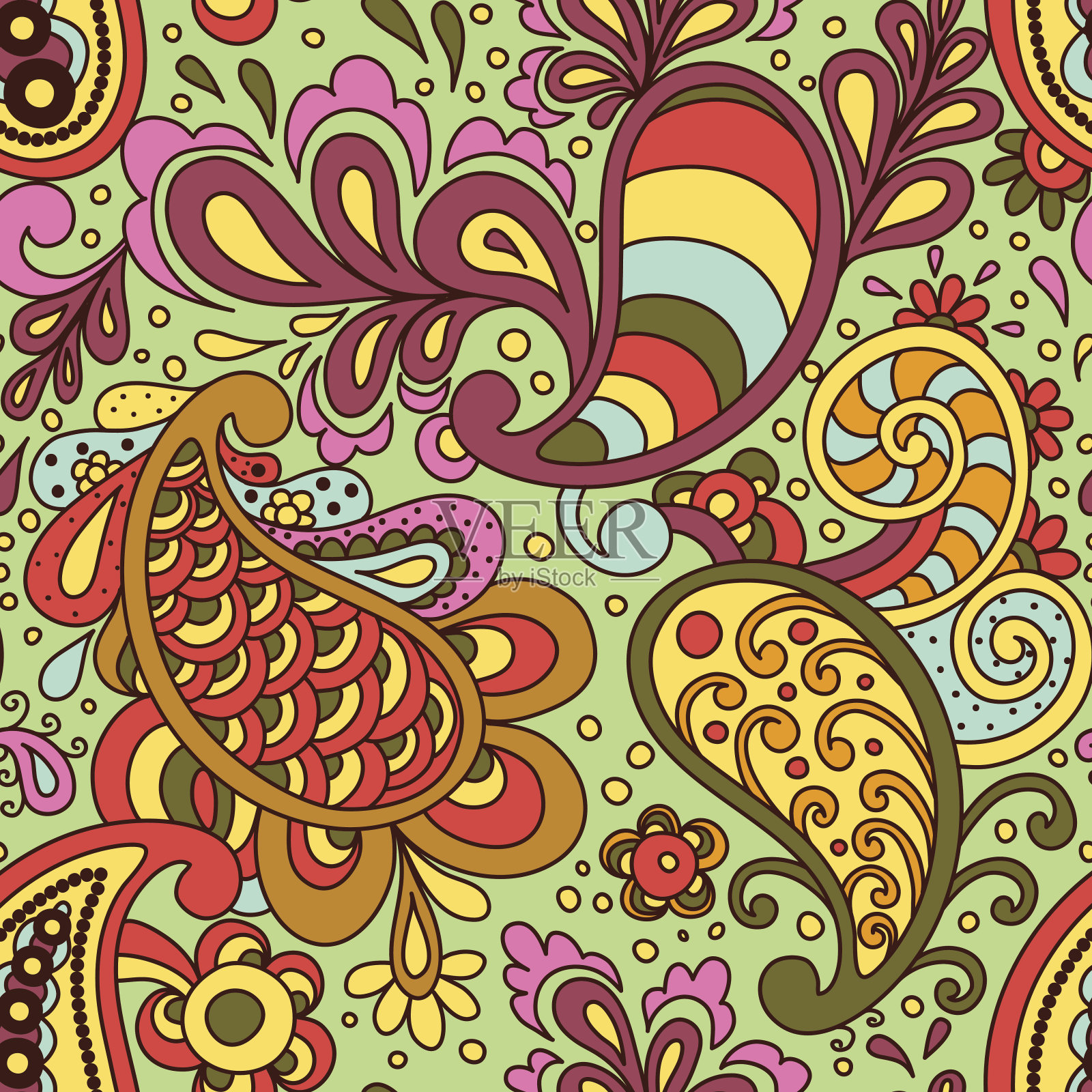 佩斯利无缝模式。插画图片素材