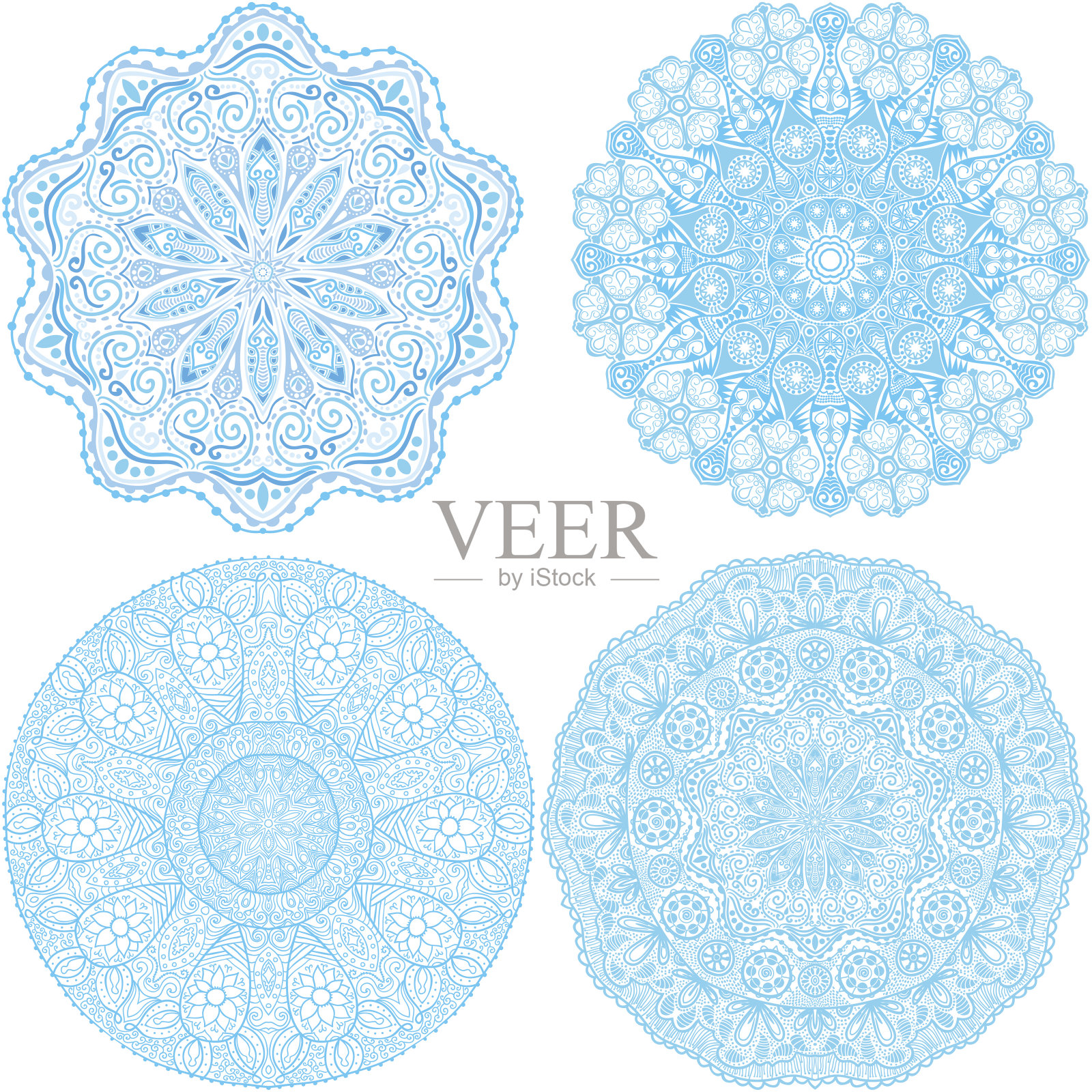 印度装饰品，万花筒花卉图案，曼荼罗。f组插画图片素材