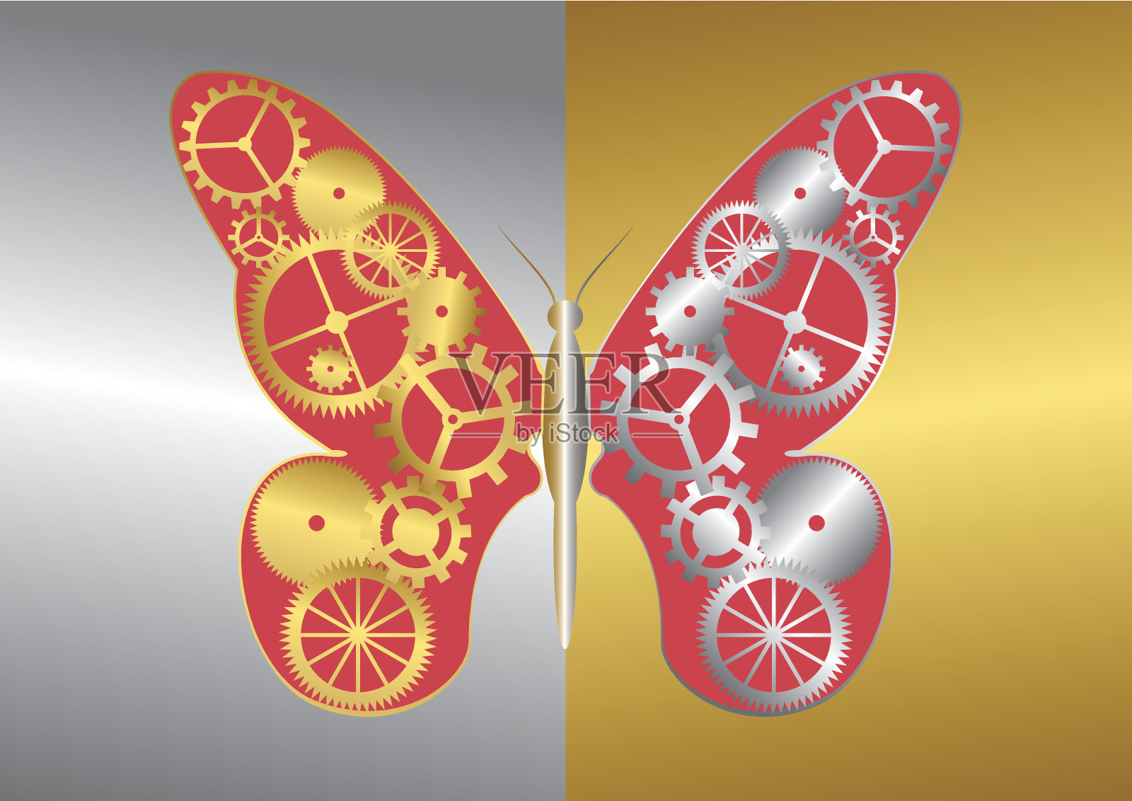 机械蝴蝶插画图片素材