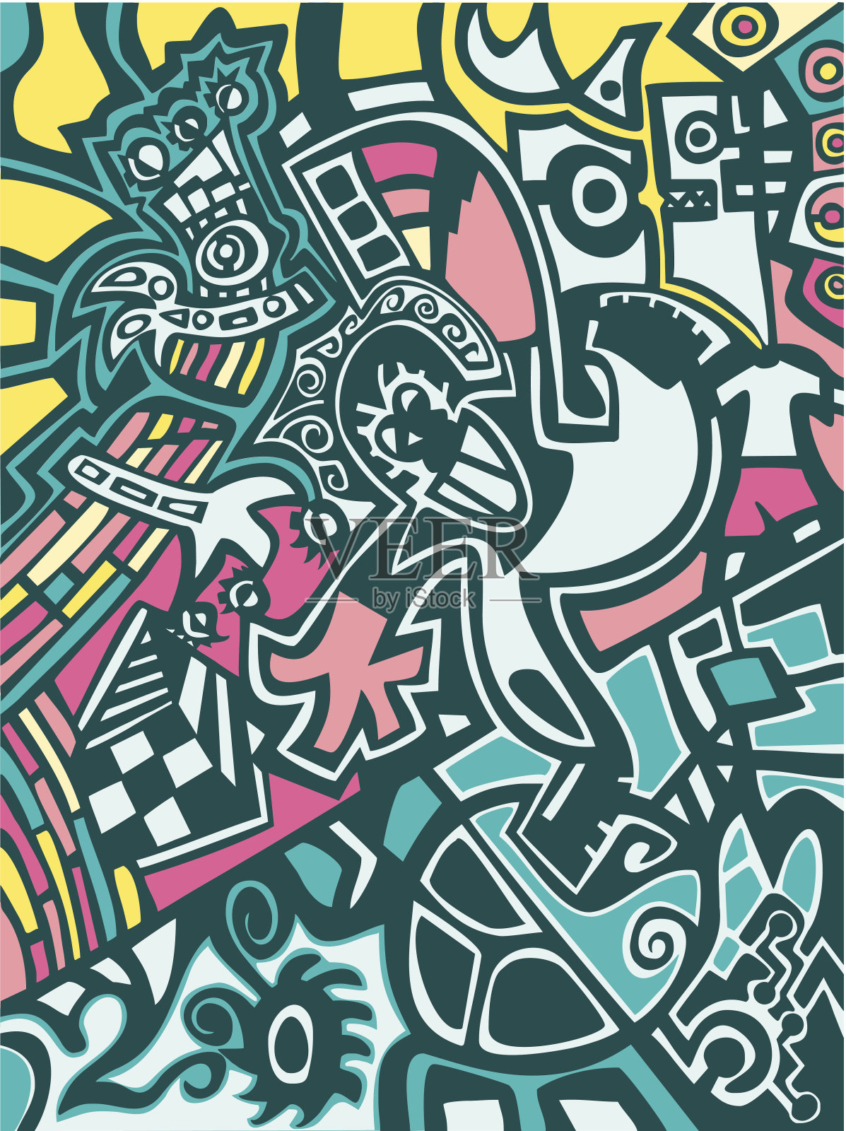 涂鸦风格的抽象背景插画图片素材