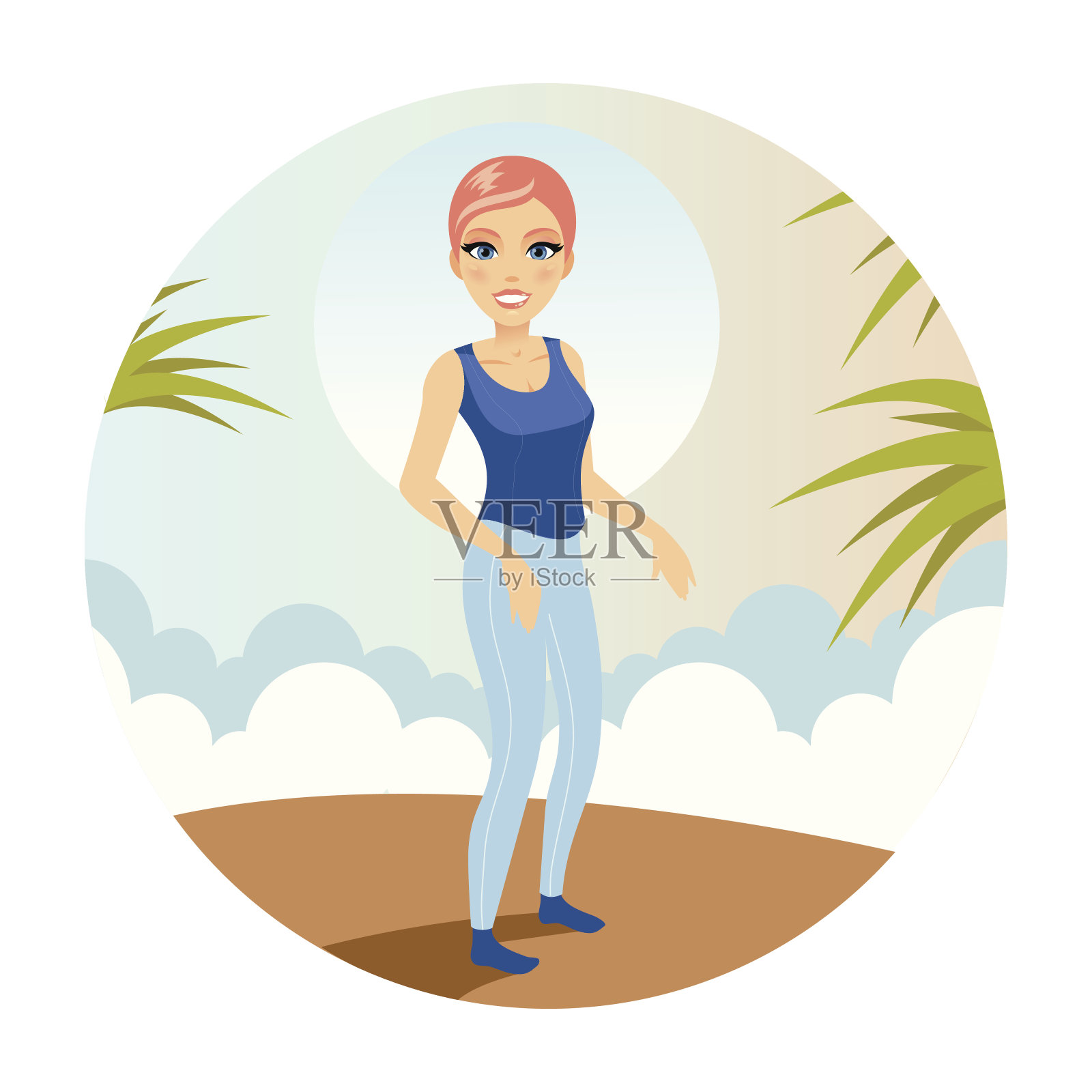 美丽的女运动员矢量插图插画图片素材