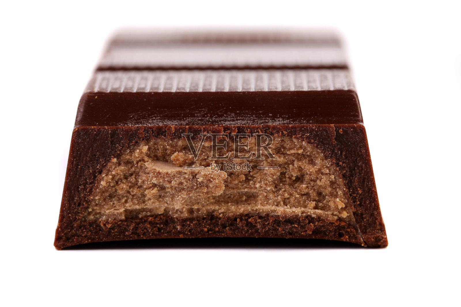 带馅的巧克力棒。宏。照片摄影图片