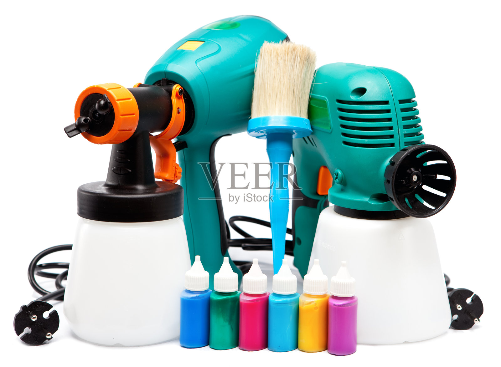 电动着色喷枪，用于彩色粉化照片摄影图片