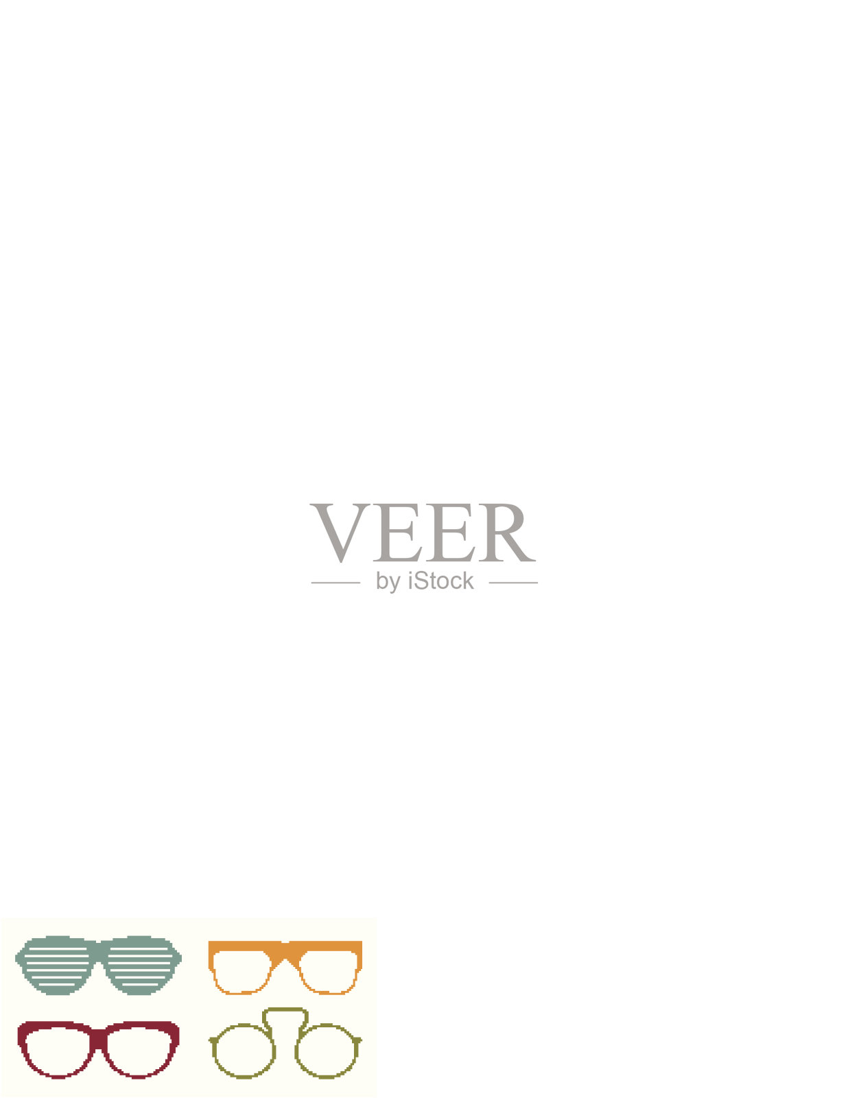 像素化的复古眼镜插画图片素材