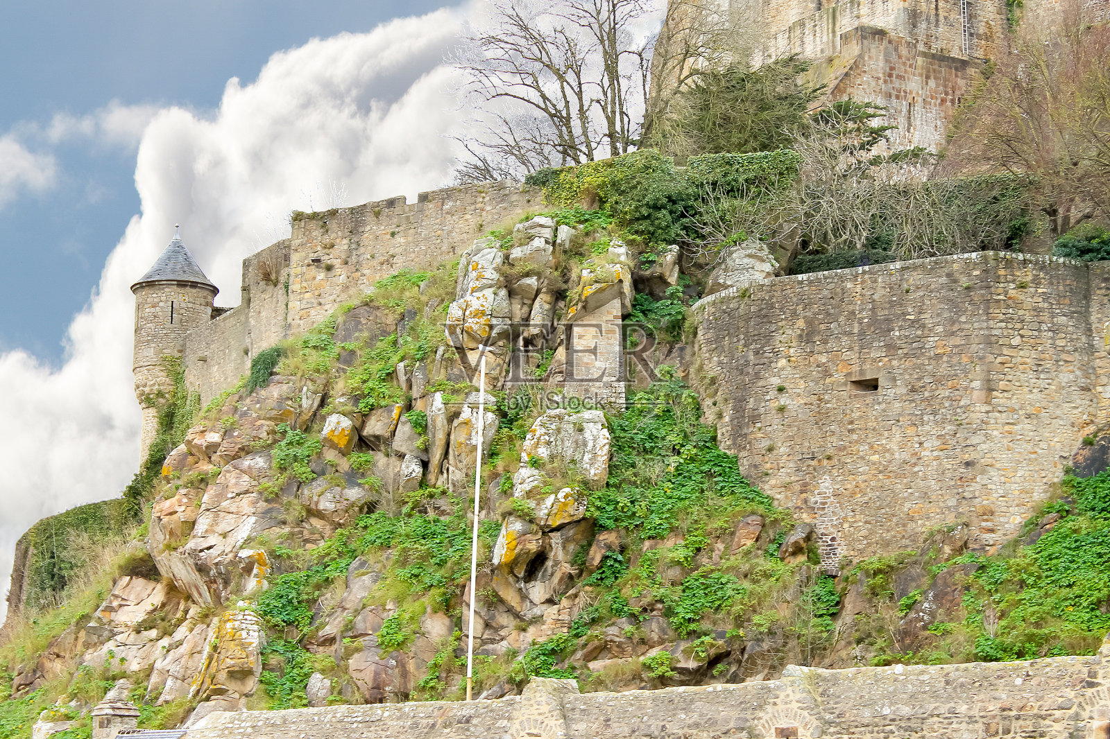 圣米歇尔山修道院加强。法国诺曼底照片摄影图片