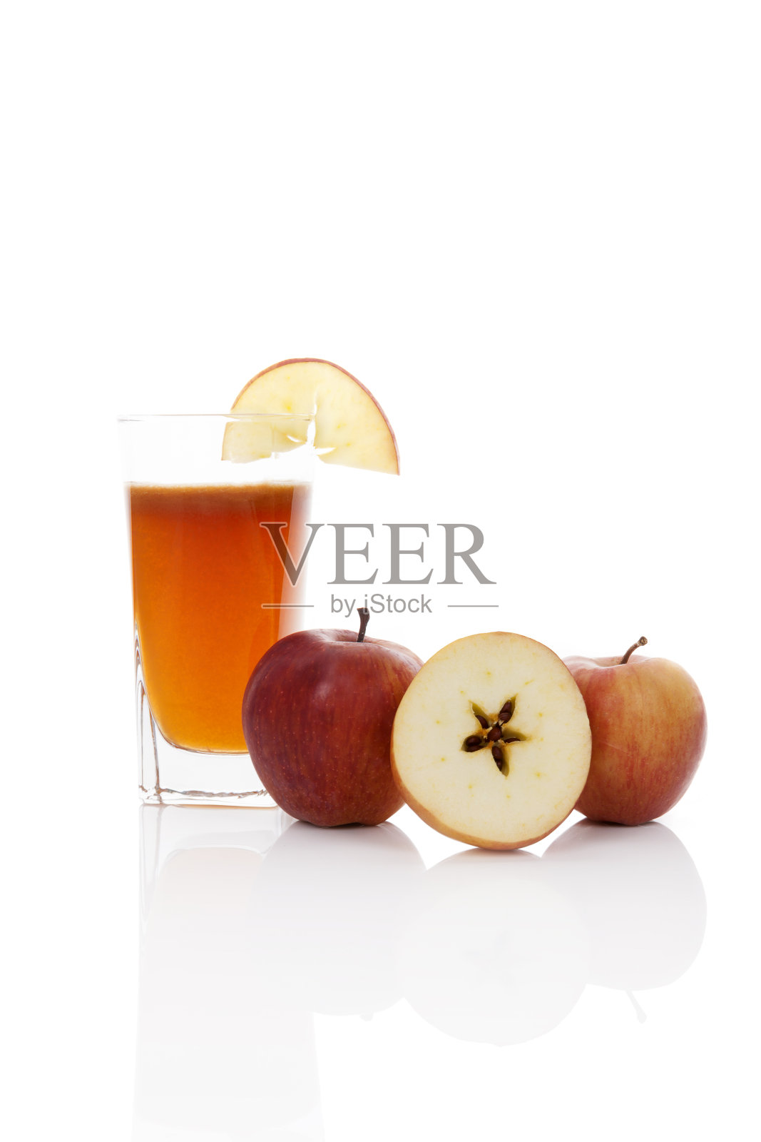 新鲜苹果汁。照片摄影图片