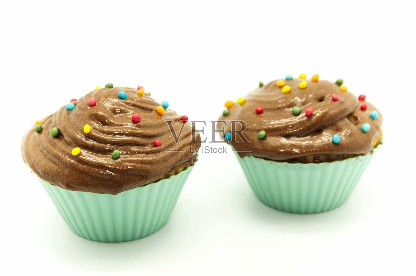 彩色小点纸杯蛋糕照片摄影图片