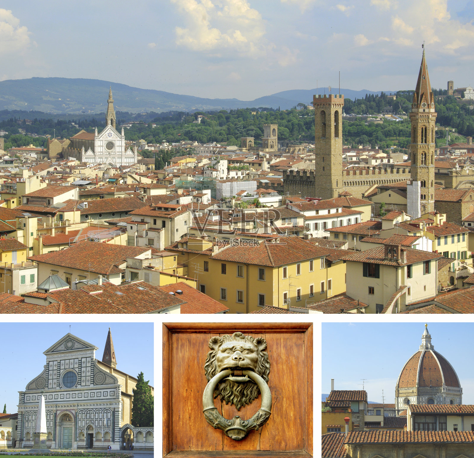 意大利佛罗伦萨地标的拼贴画照片摄影图片