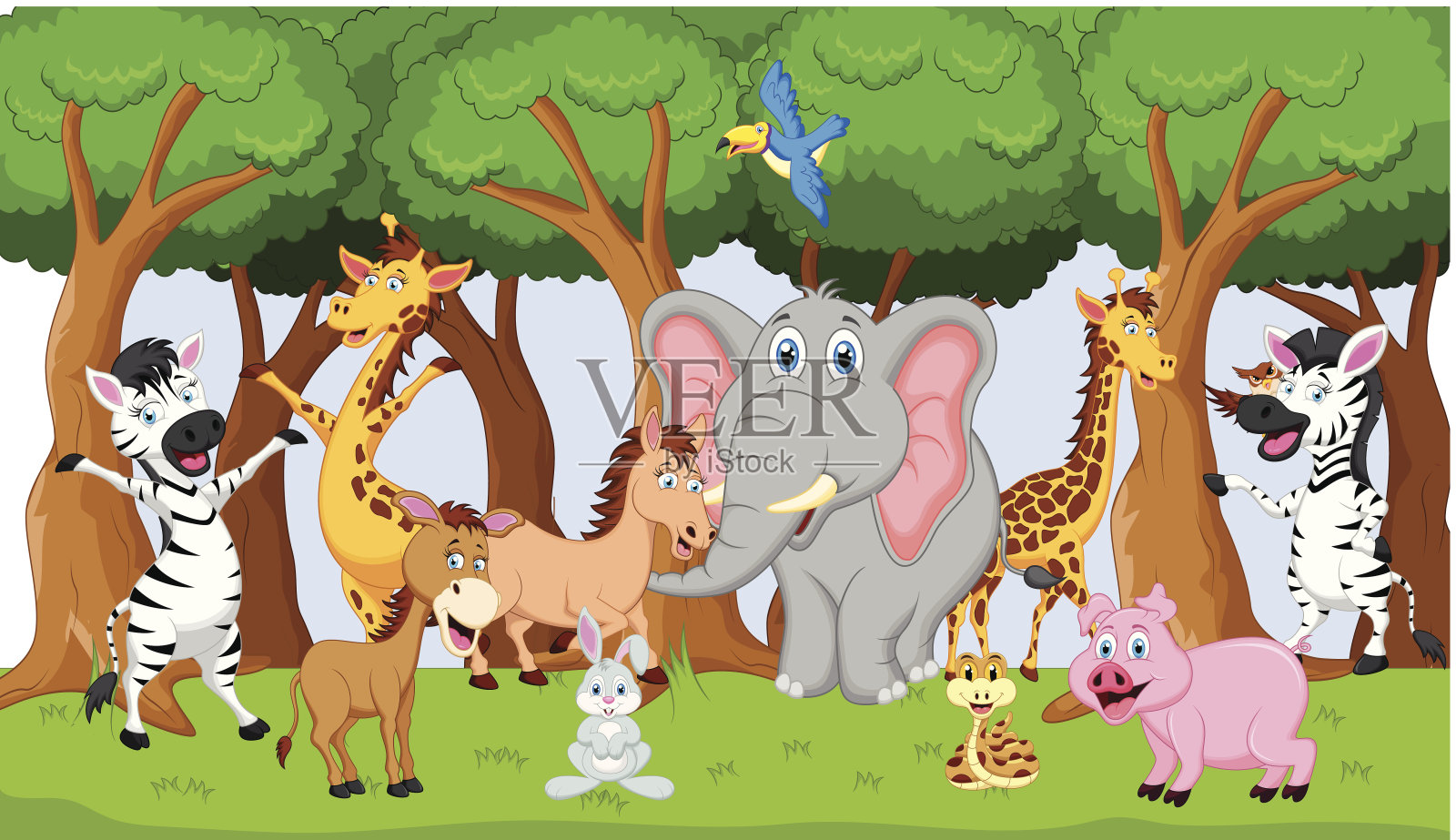 有趣的动物卡通插画图片素材