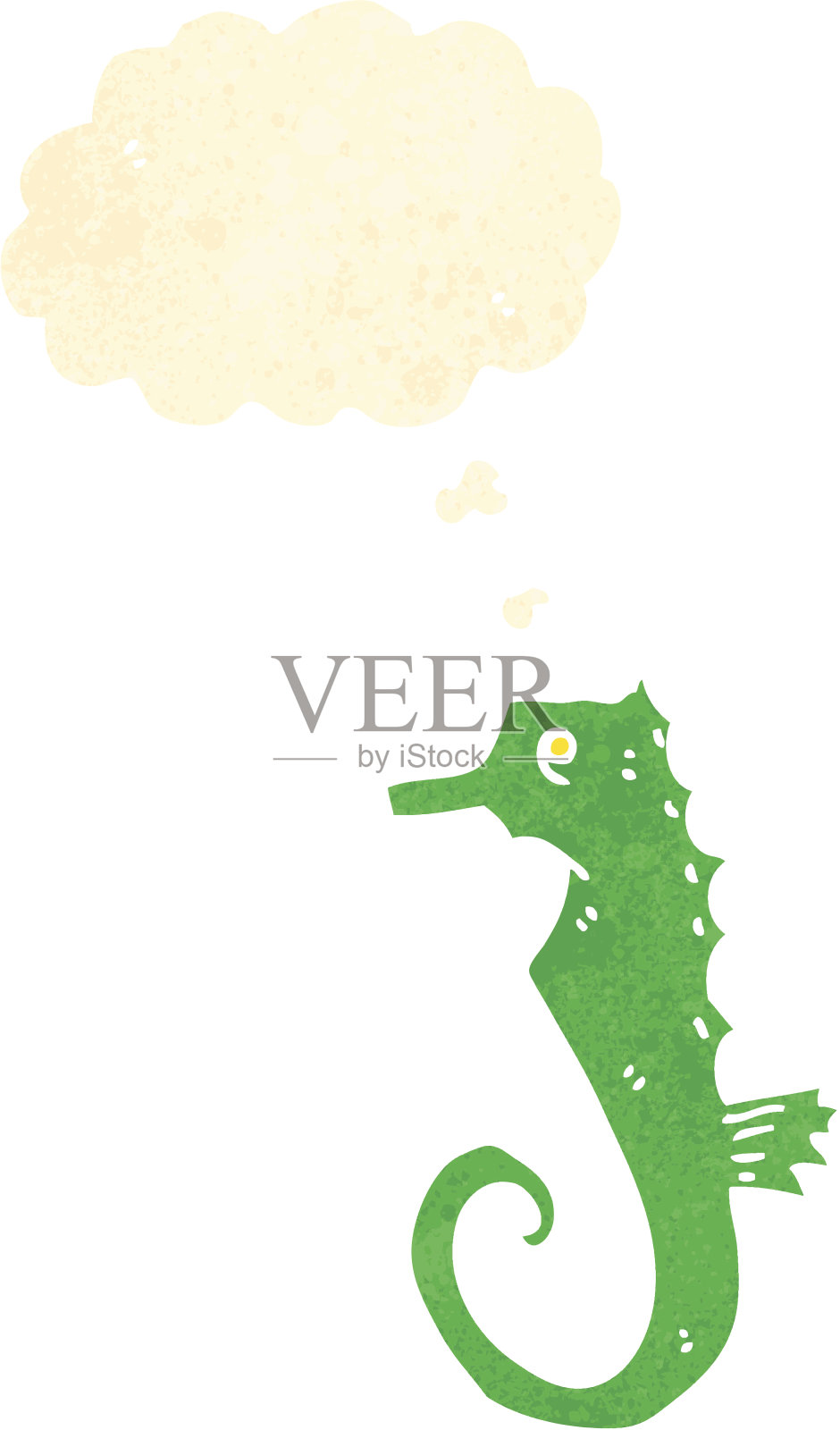 复古的卡通海马插画图片素材