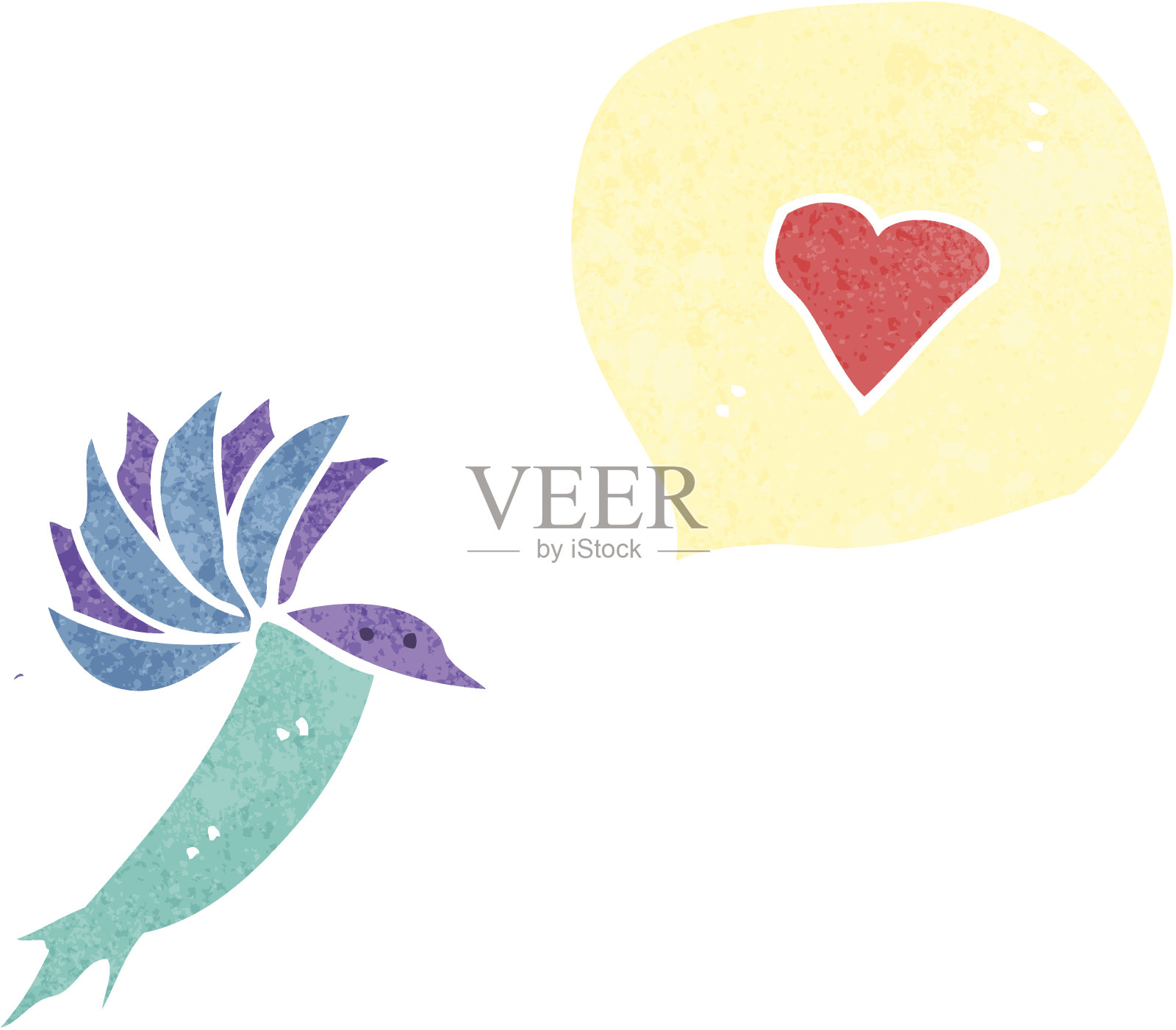 卡通的爱心蜂鸟插画图片素材