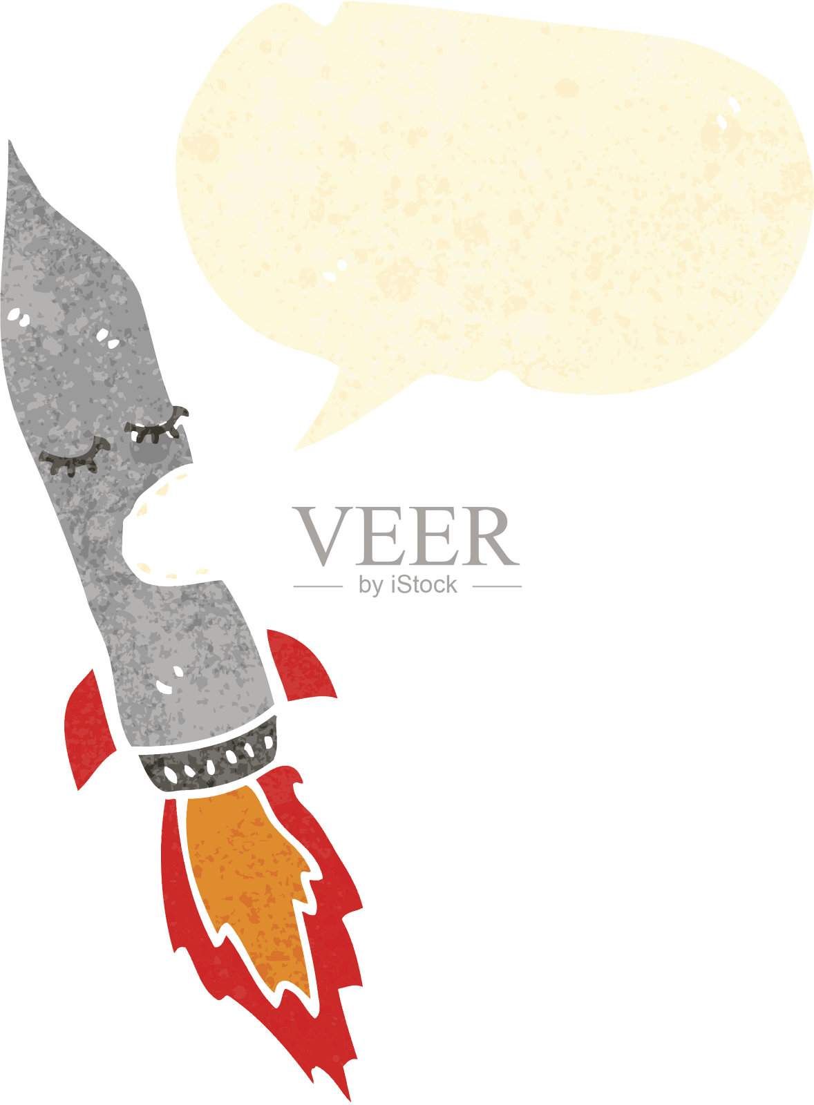 复古的卡通火箭插画图片素材