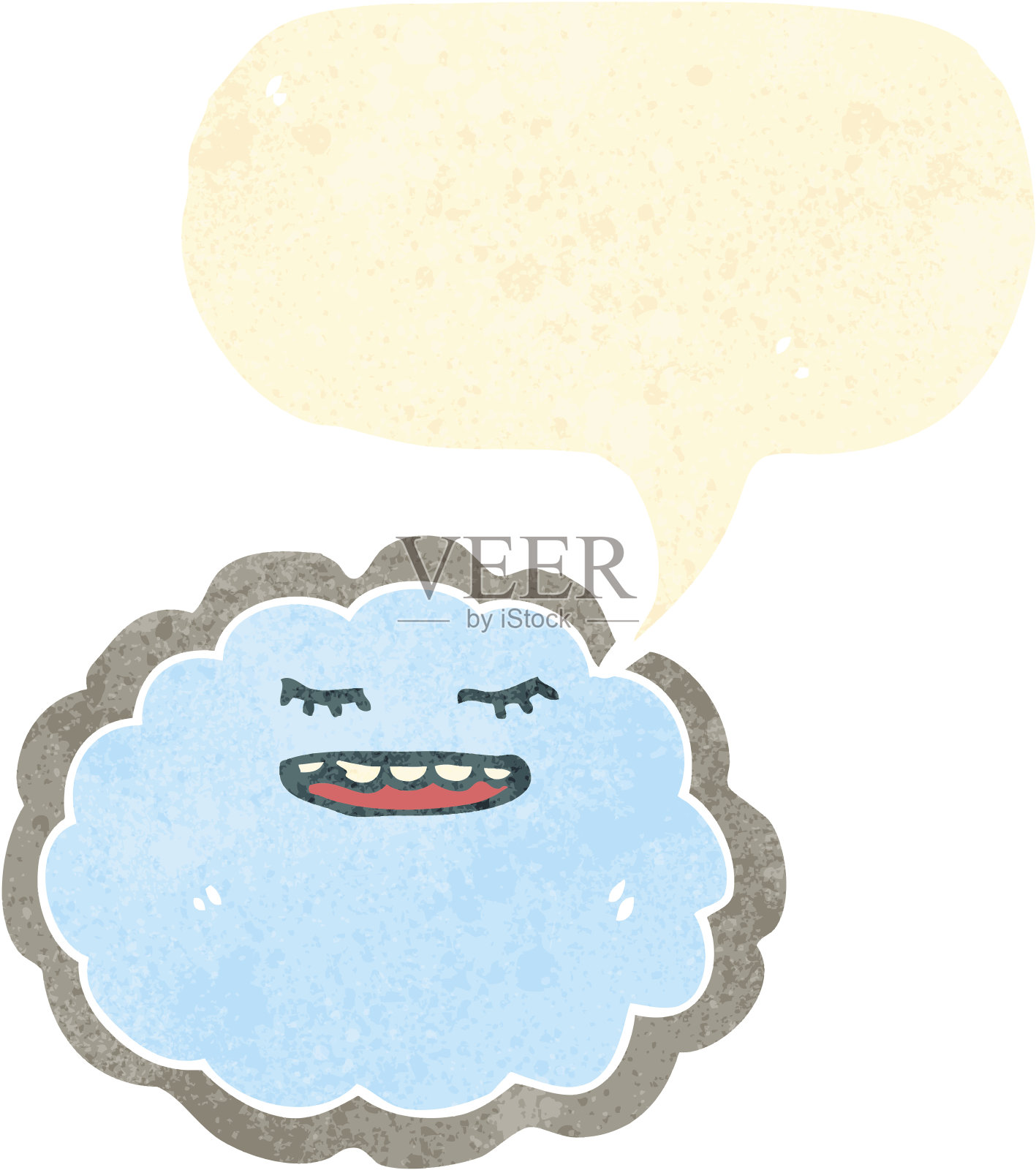 复古卡通云与银衬里插画图片素材