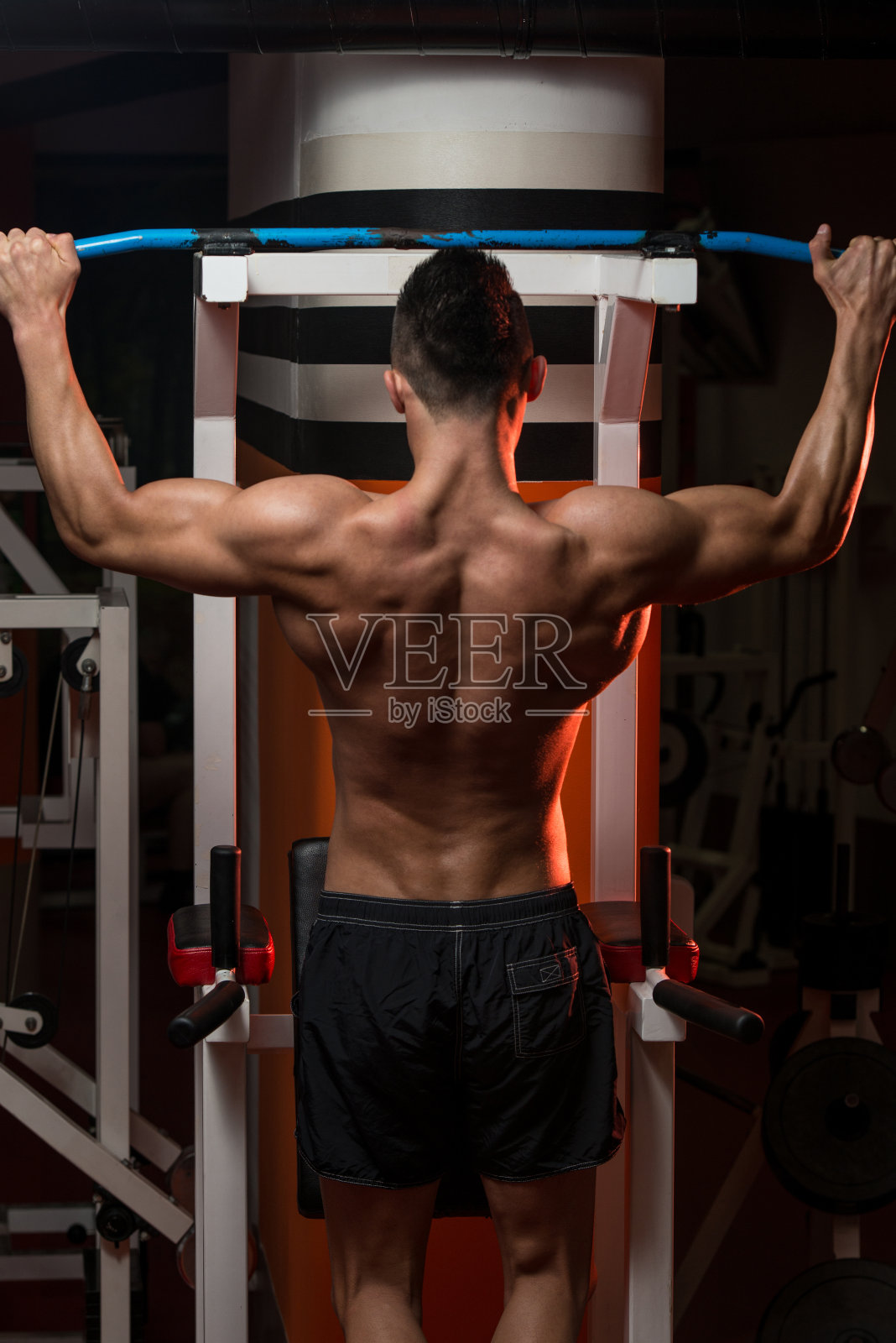 健身房锻炼背部照片摄影图片