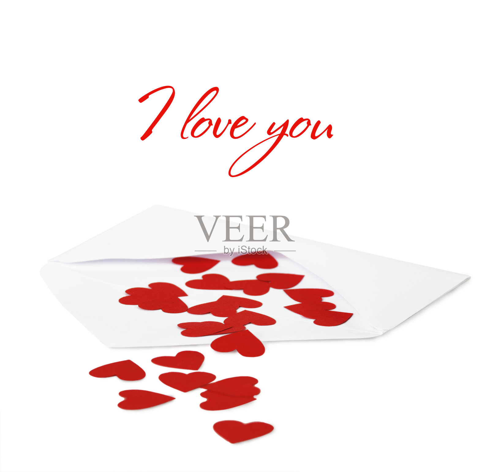 白色信封里的红心照片摄影图片