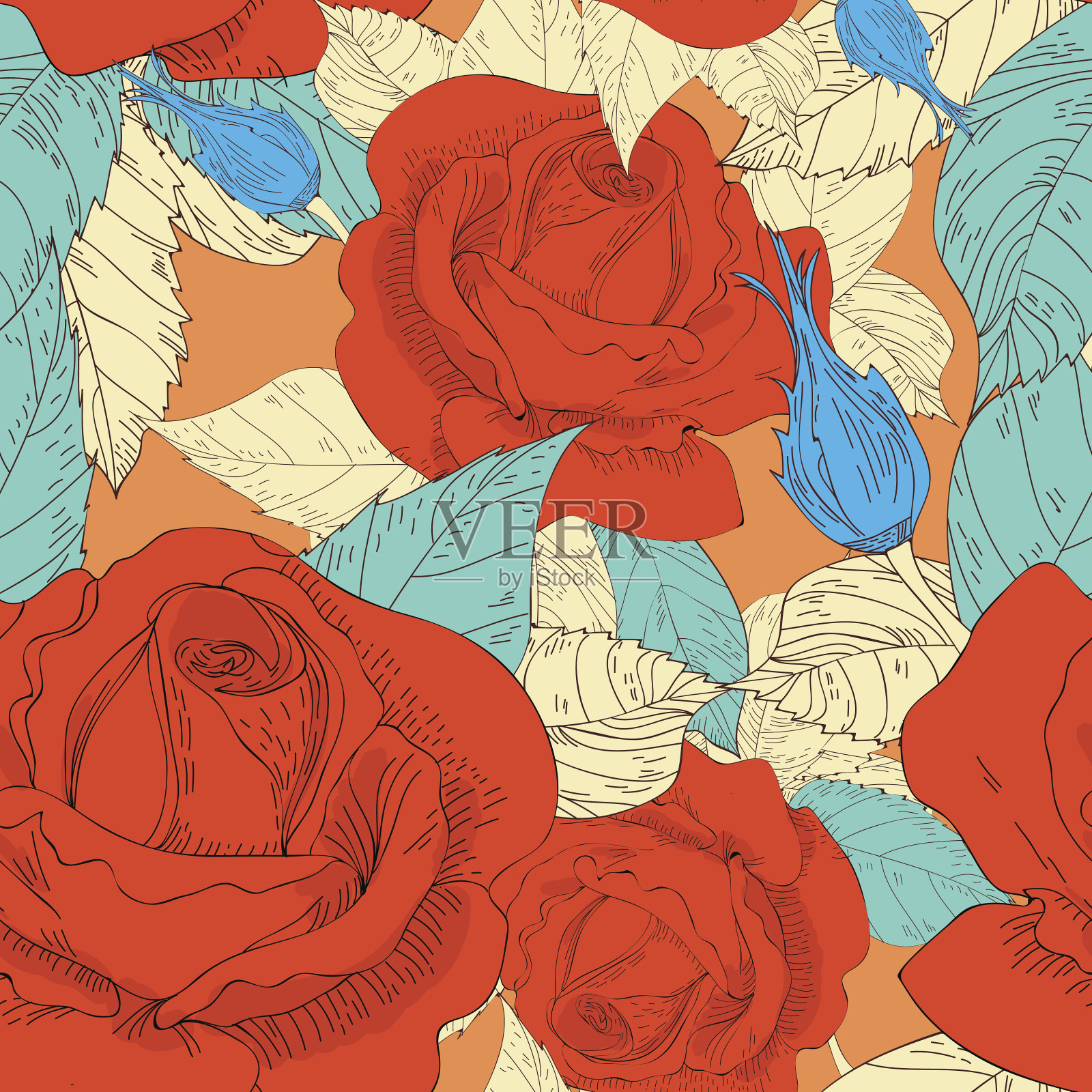 玫瑰纹理插画图片素材