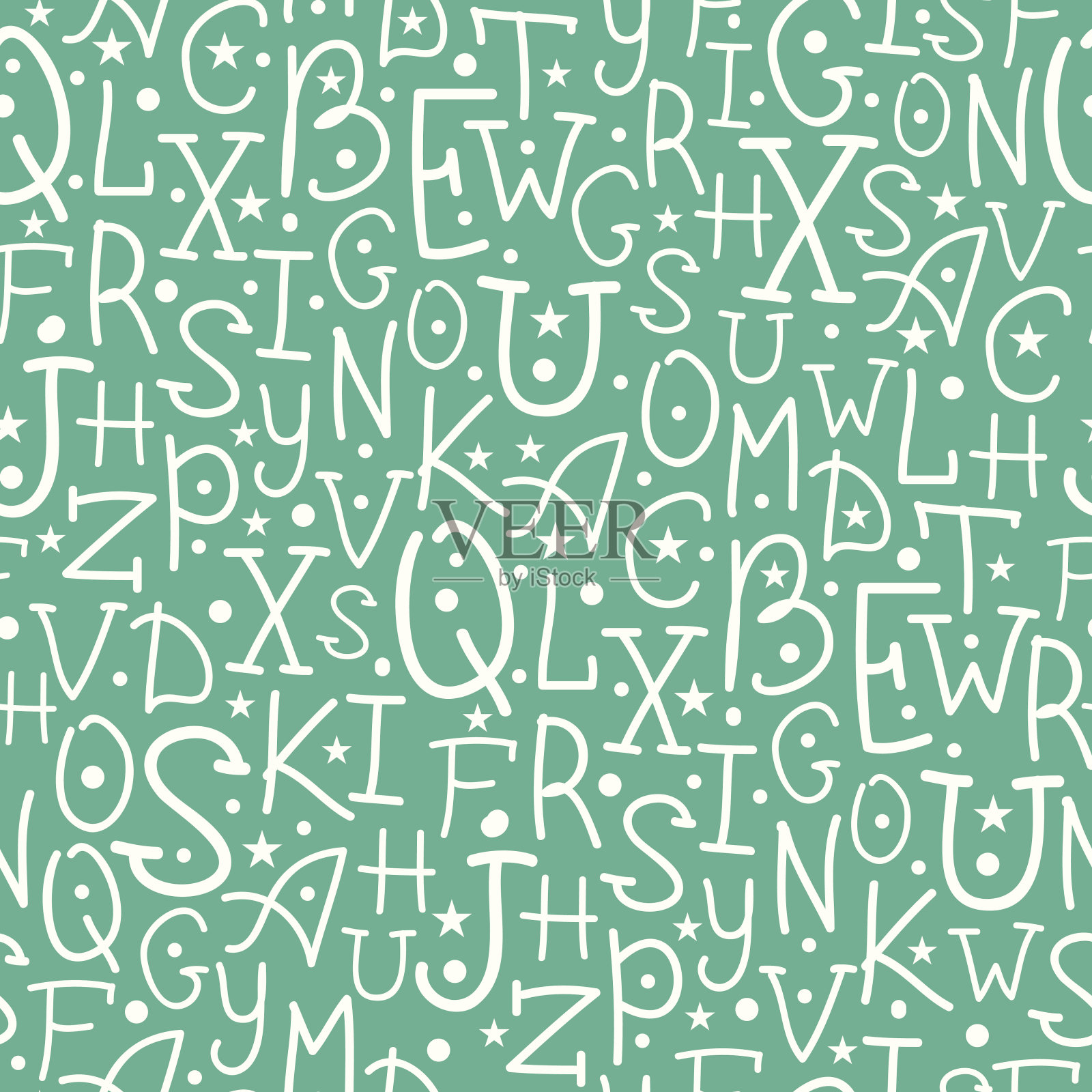 白色上的绿色字母无缝图案背景插画图片素材