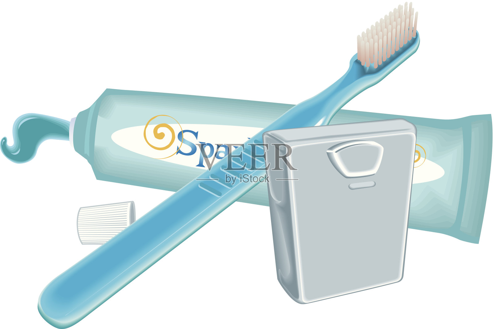 牙膏刷牙线插画图片素材