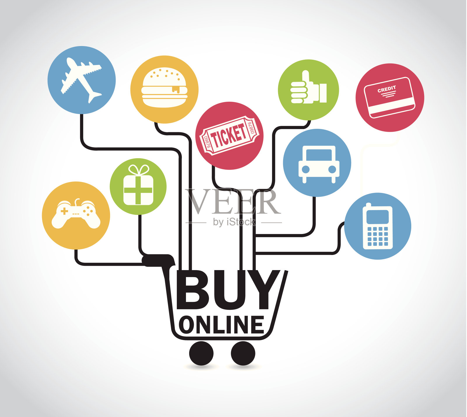 在线商业图标-矢量插图插画图片素材