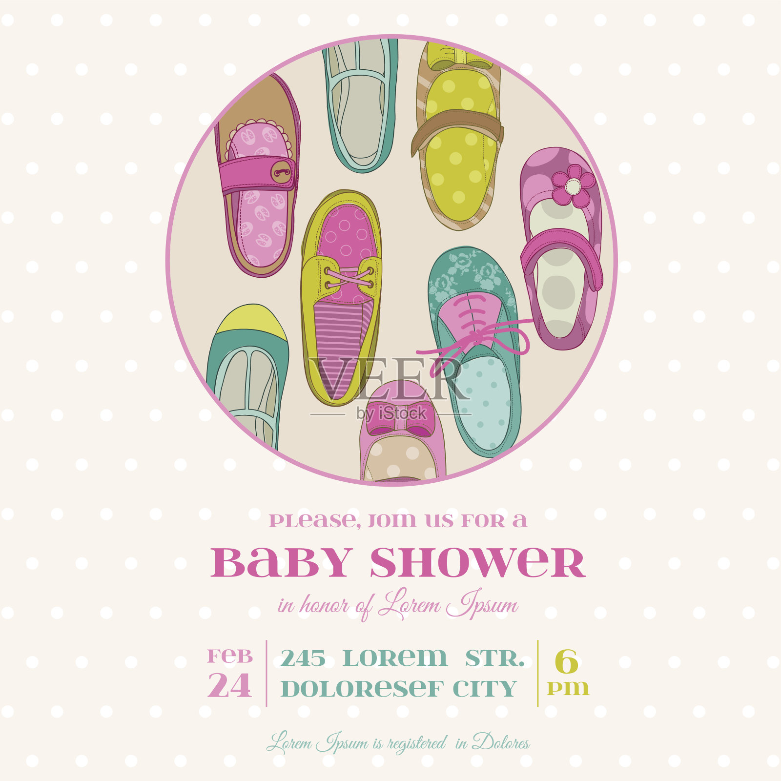 女婴送礼会或抵港卡设计模板素材