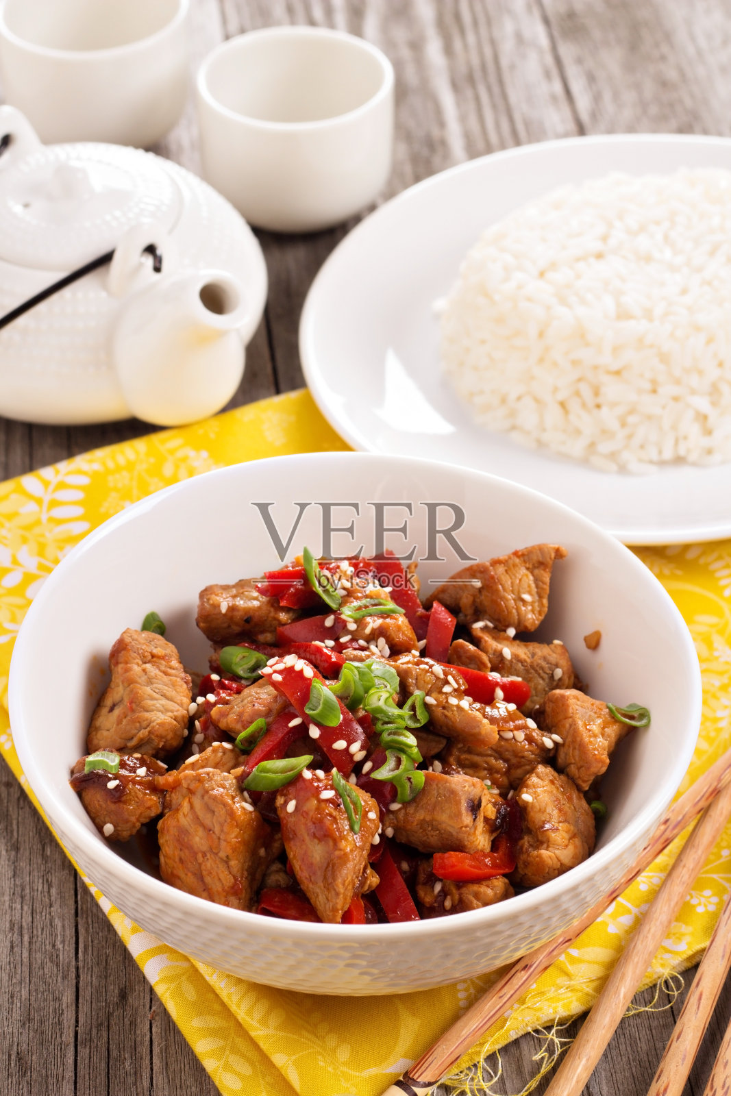 亚洲风味的蔬菜猪肉照片摄影图片