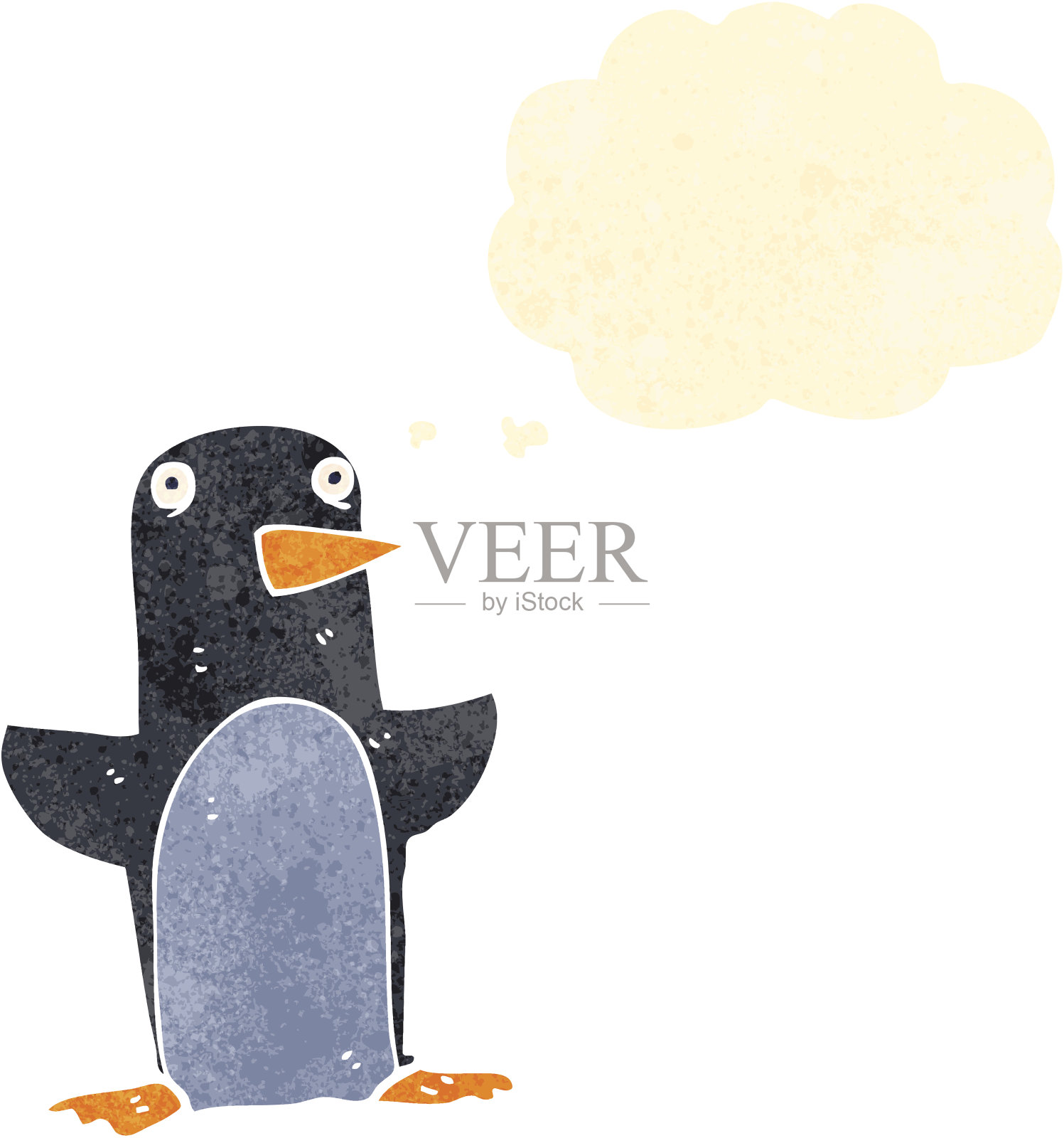 复古的卡通企鹅插画图片素材
