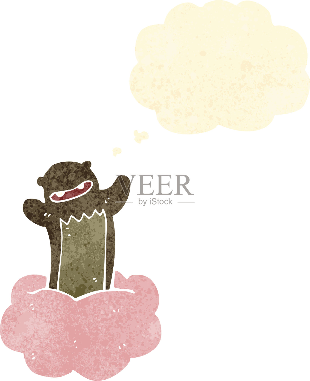 云上的复古卡通熊插画图片素材