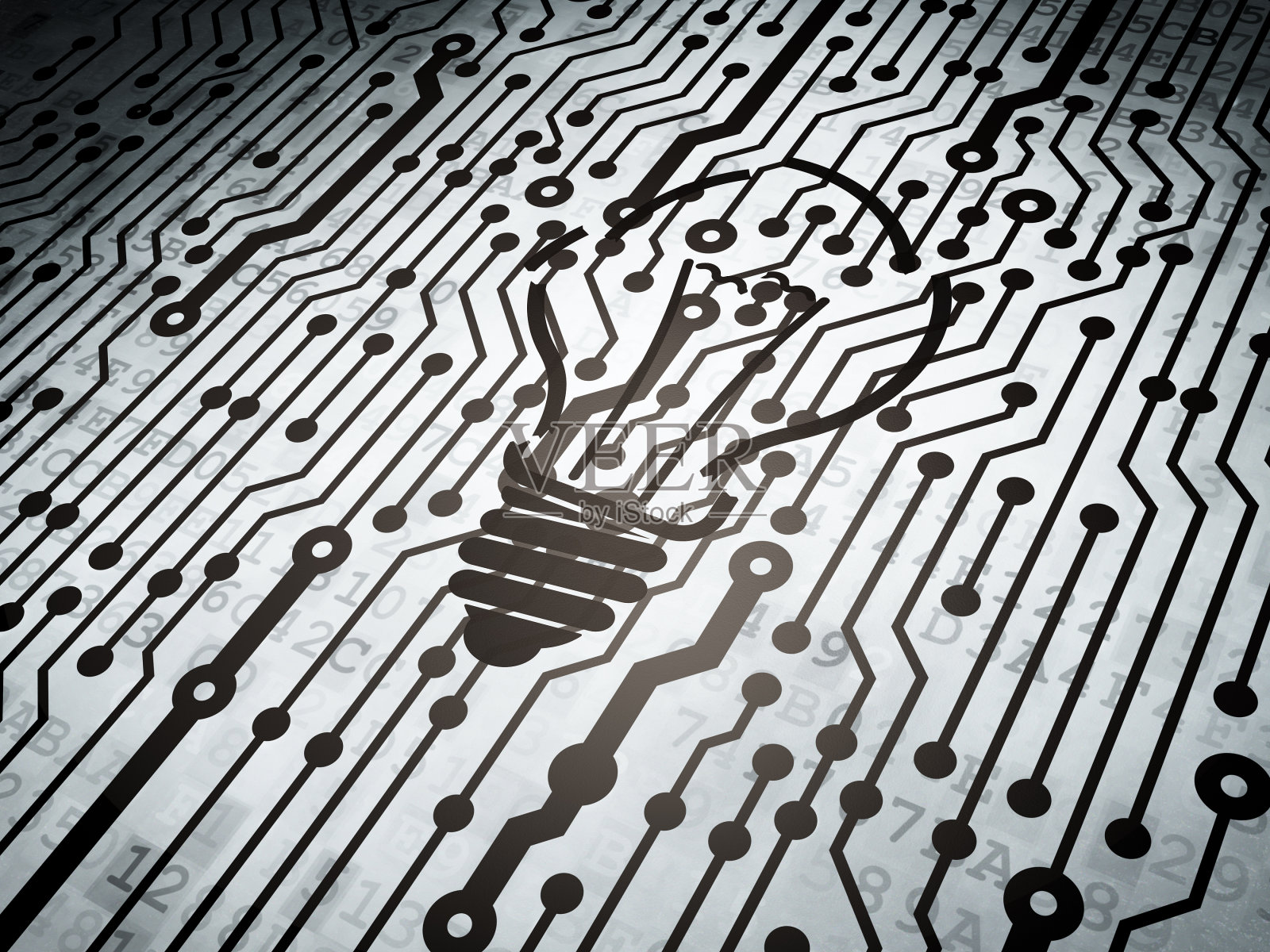 以电路板为背景的灯泡经营理念照片摄影图片