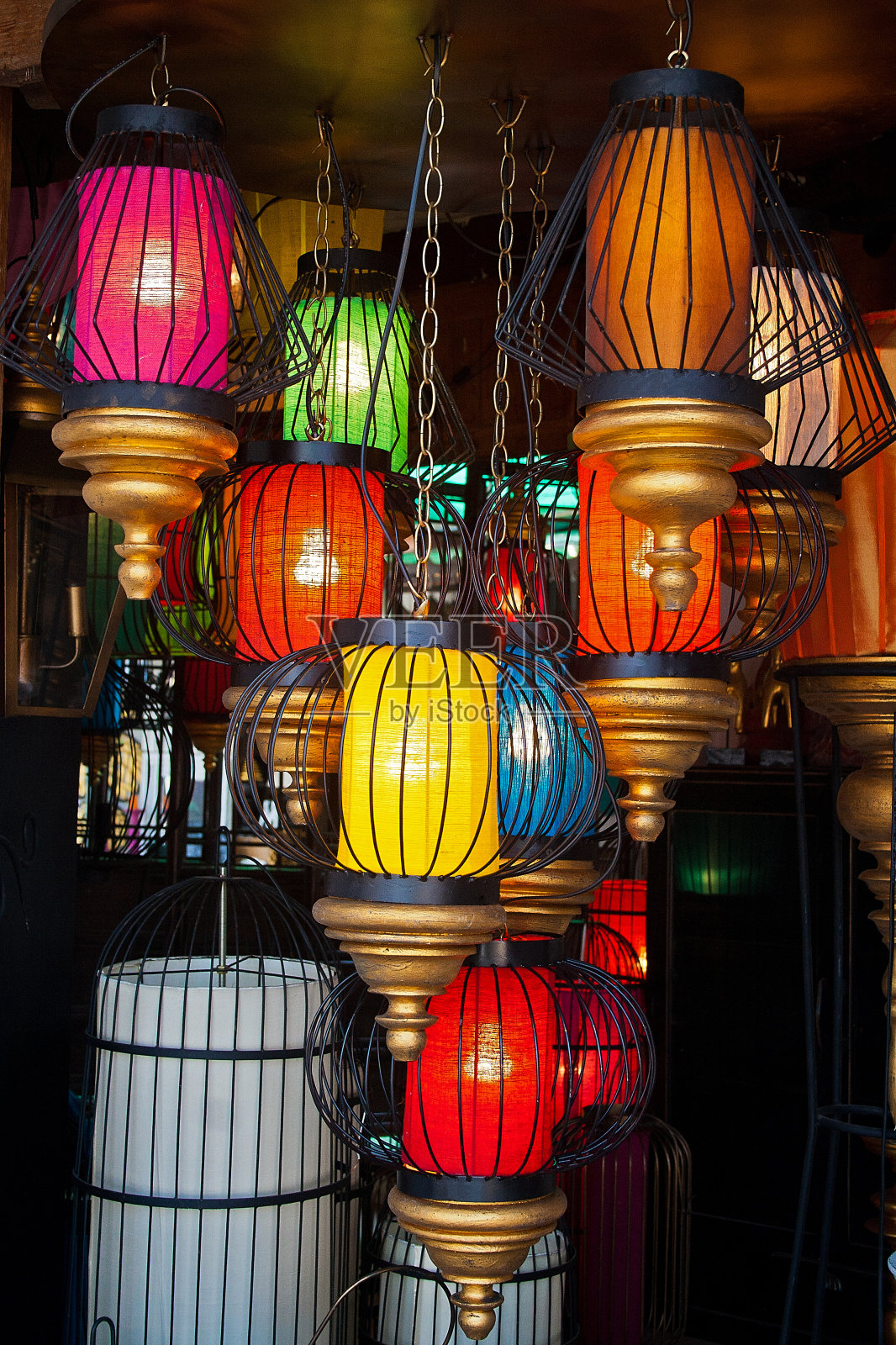 清迈的手工艺灯照片摄影图片