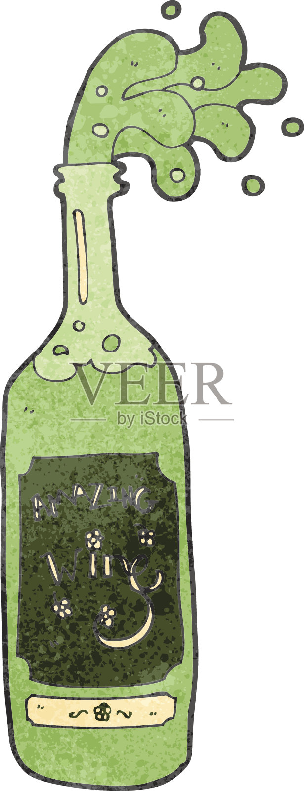 复古卡通酒瓶插画图片素材