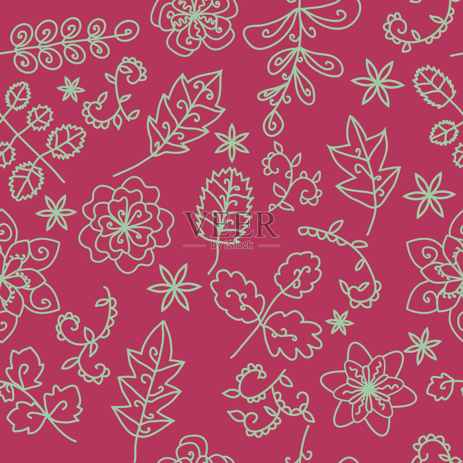 花和植物的纹理。明亮的颜色插画图片素材