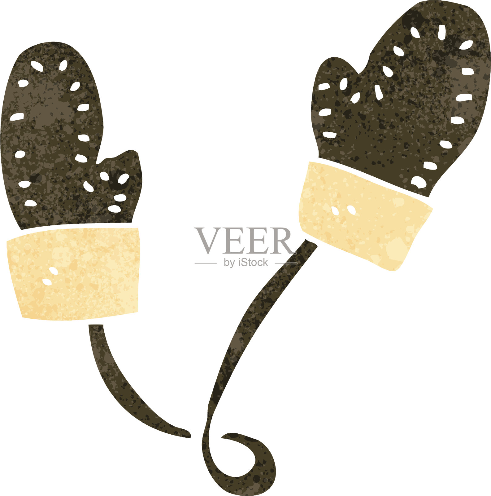 复古卡通冬季手套插画图片素材