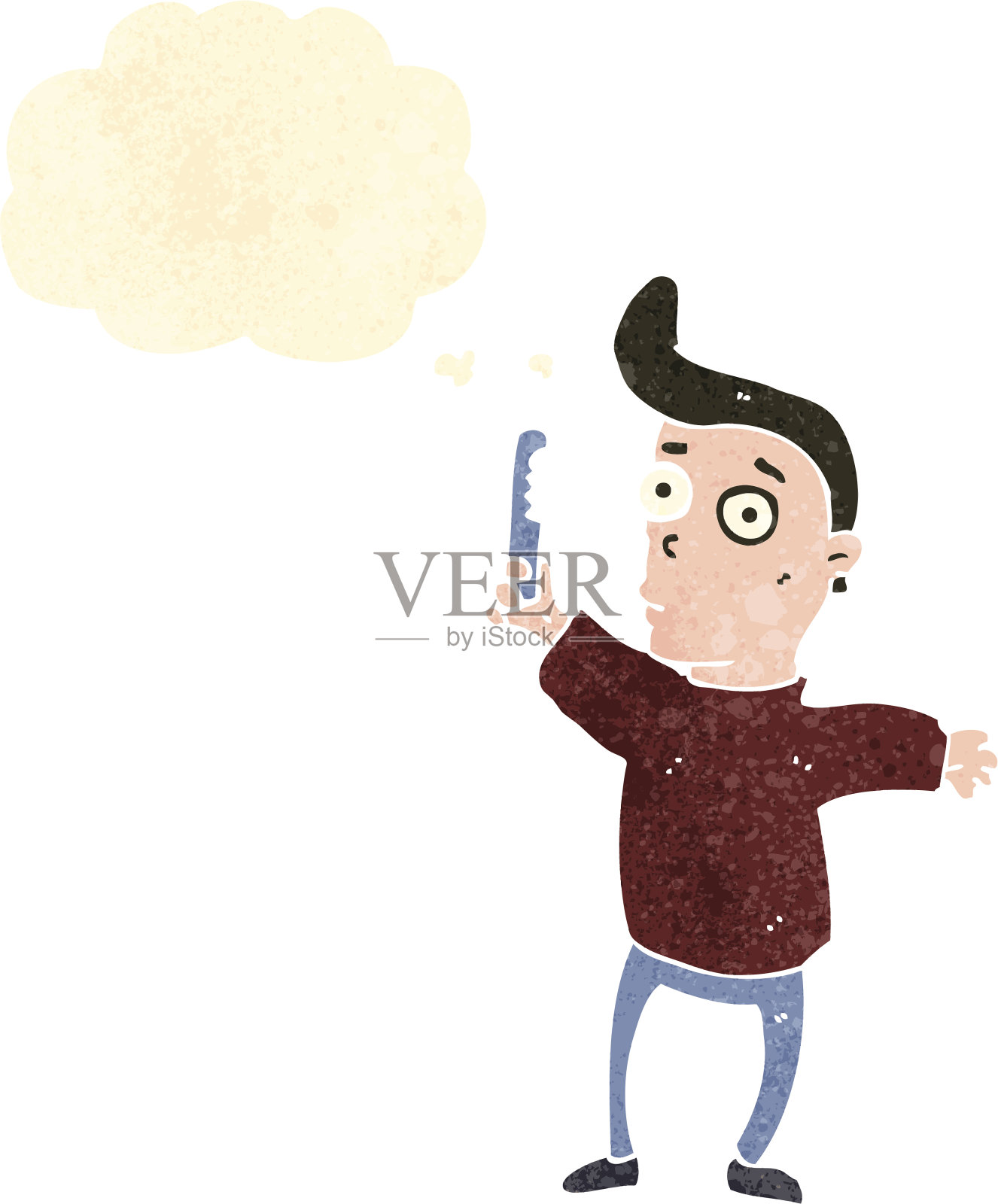 复古卡通男人梳头插画图片素材