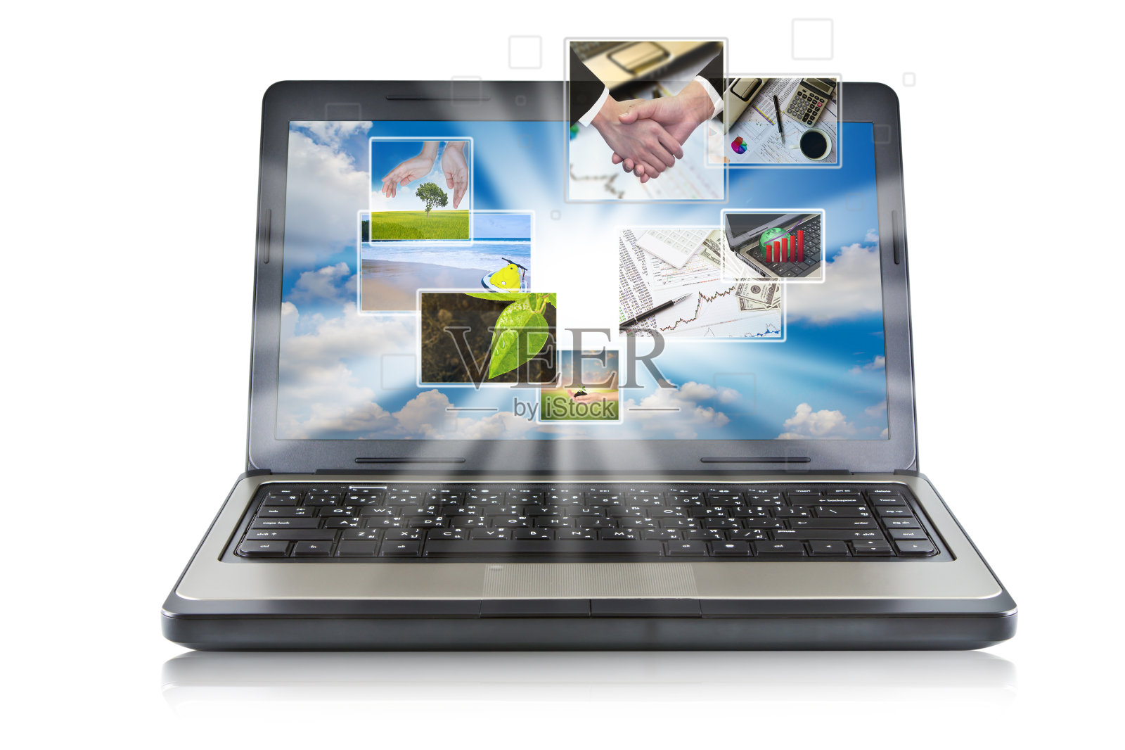 带图片流的笔记本电脑照片摄影图片