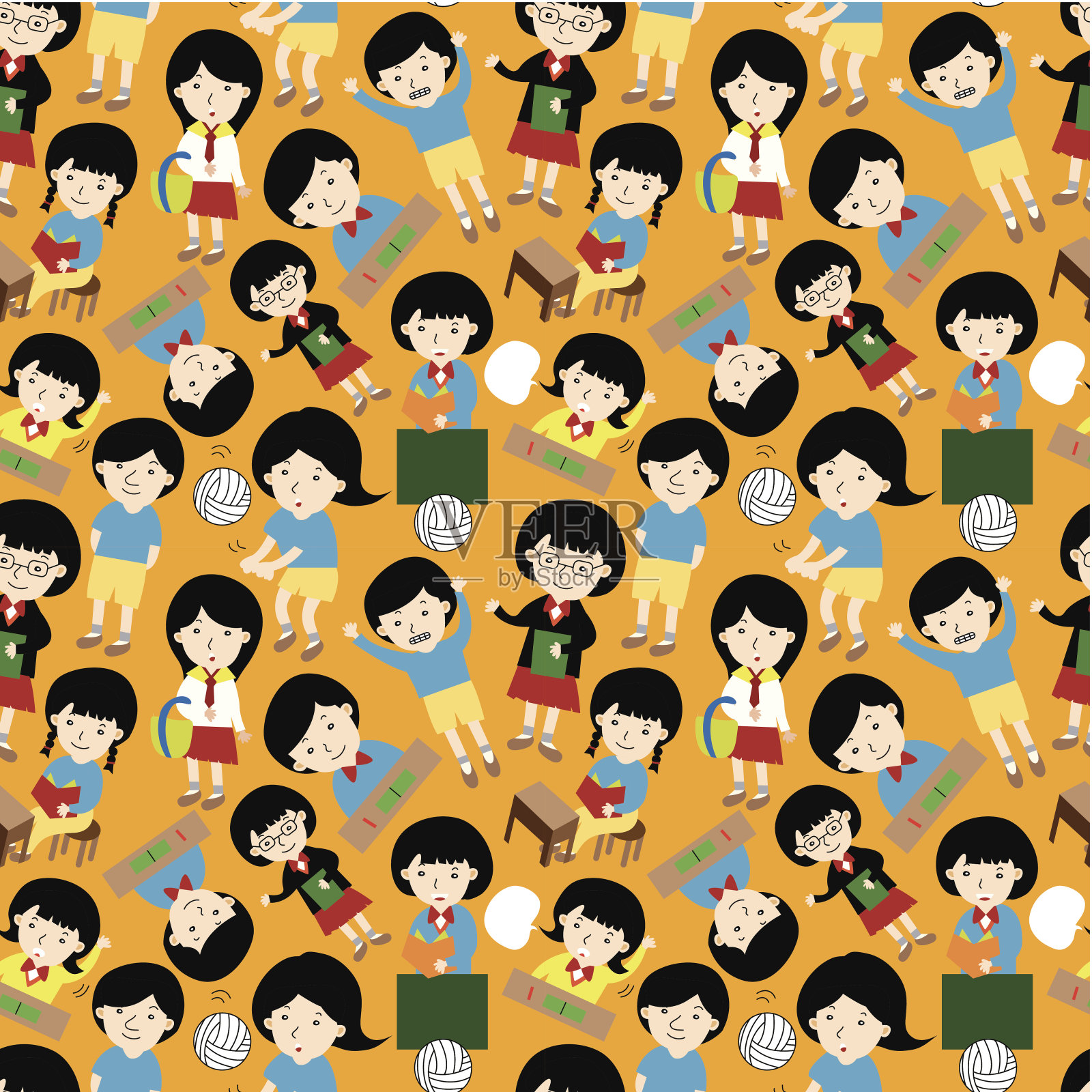 无缝学生模式插画图片素材