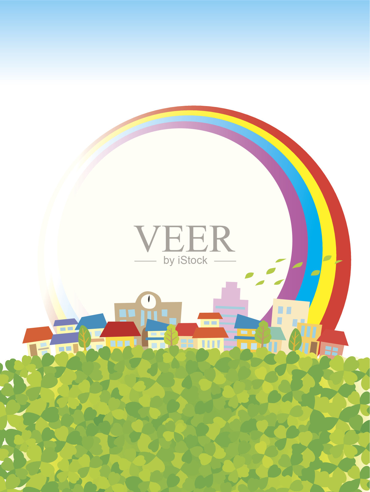 三叶草彩虹插画图片素材