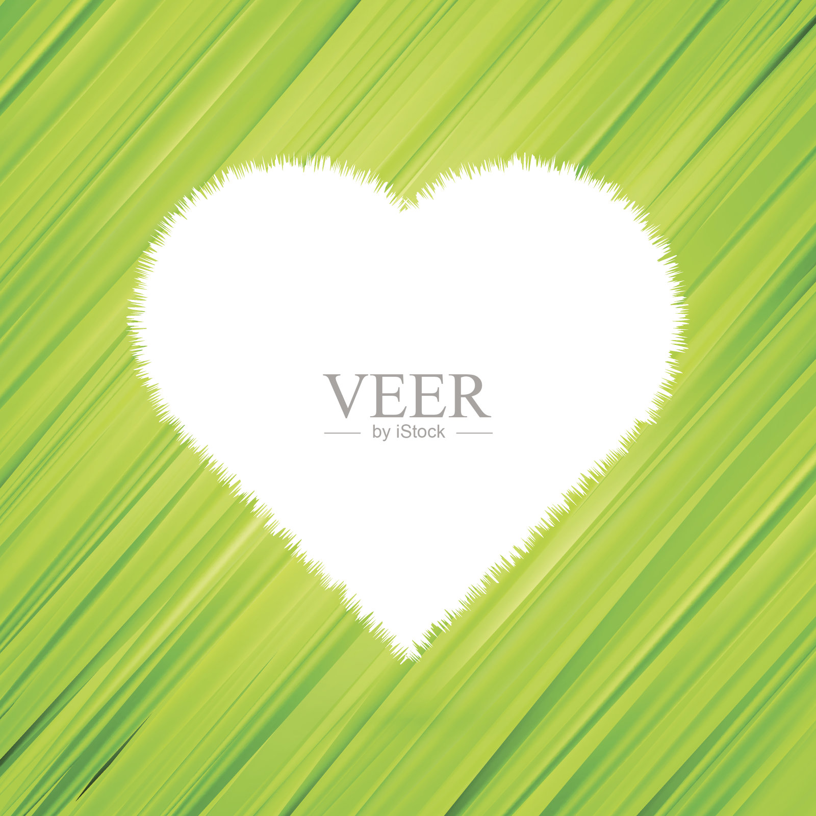 绿色的心与抽象的草本纹理设计元素图片