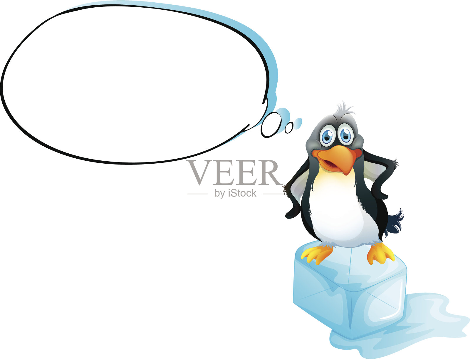 企鹅站在冰块上设计元素图片