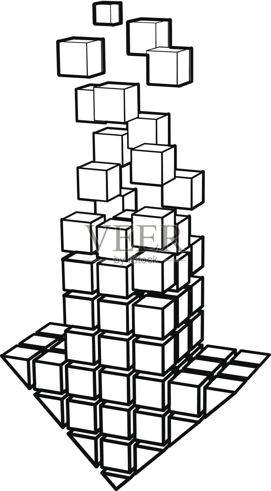 箭头图标的立方体插画图片素材