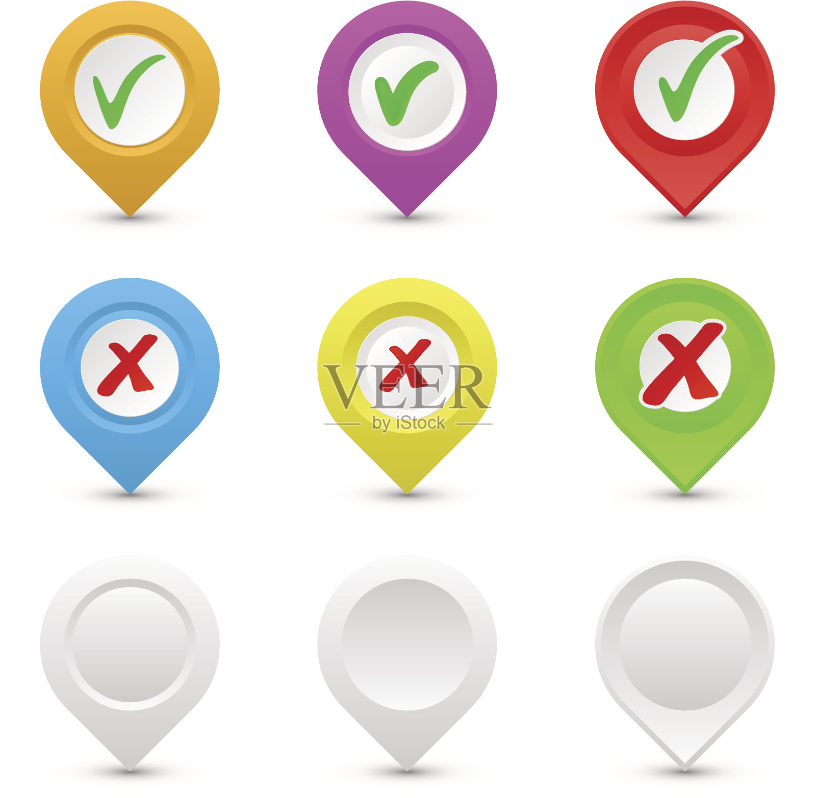 带有复选标记的地图指针。向量插画图片素材