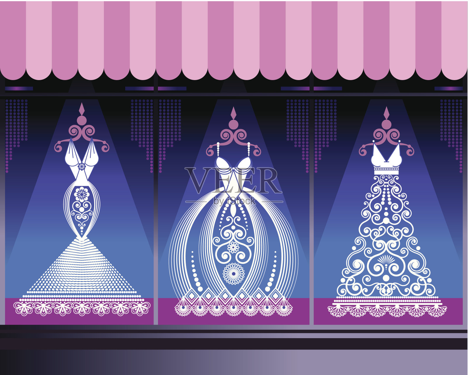 礼服商店橱窗插画图片素材