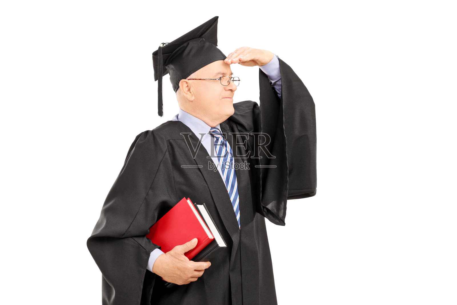 男大学教授穿着毕业礼服照片摄影图片