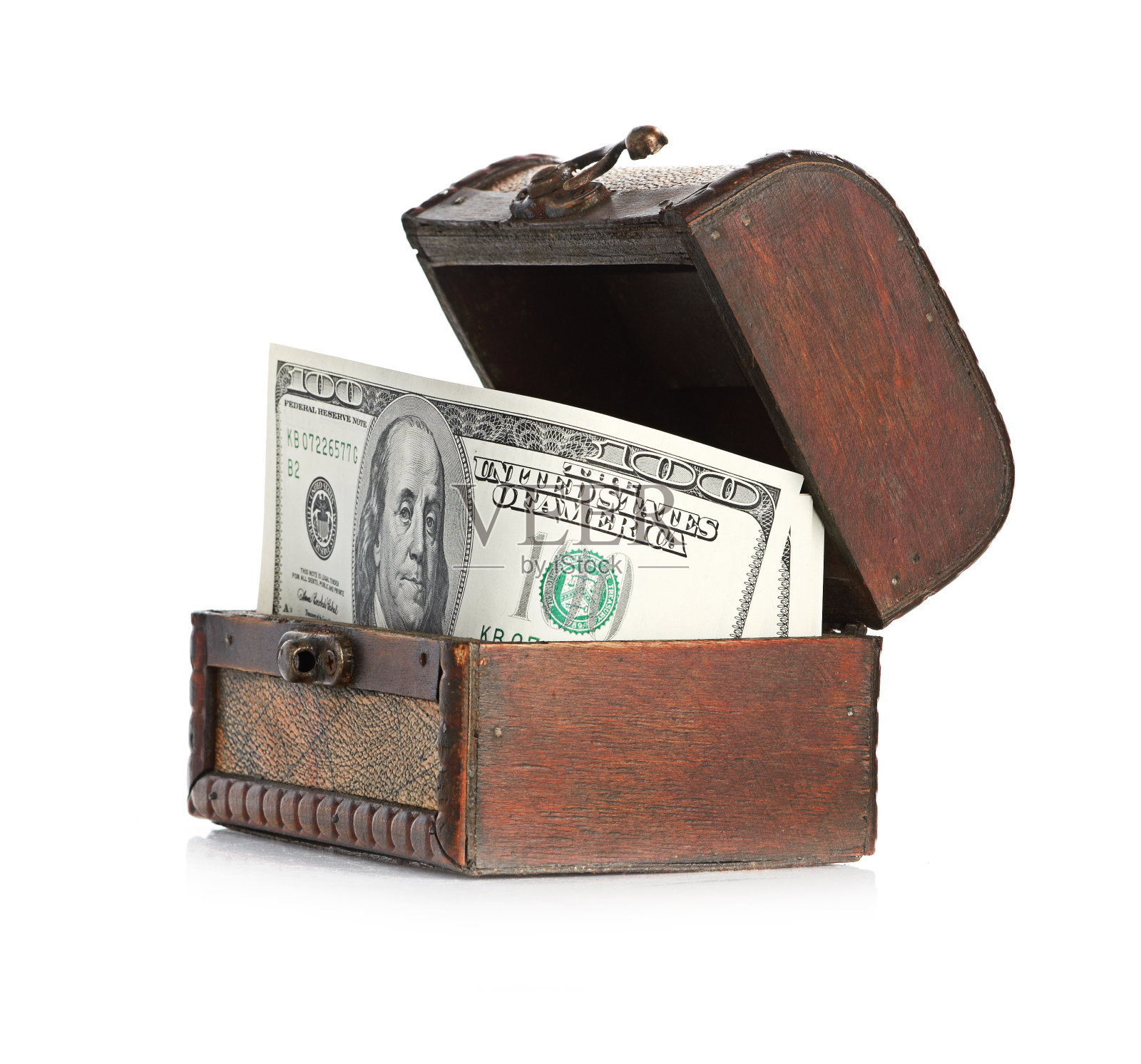 旧木箱里装着美钞照片摄影图片
