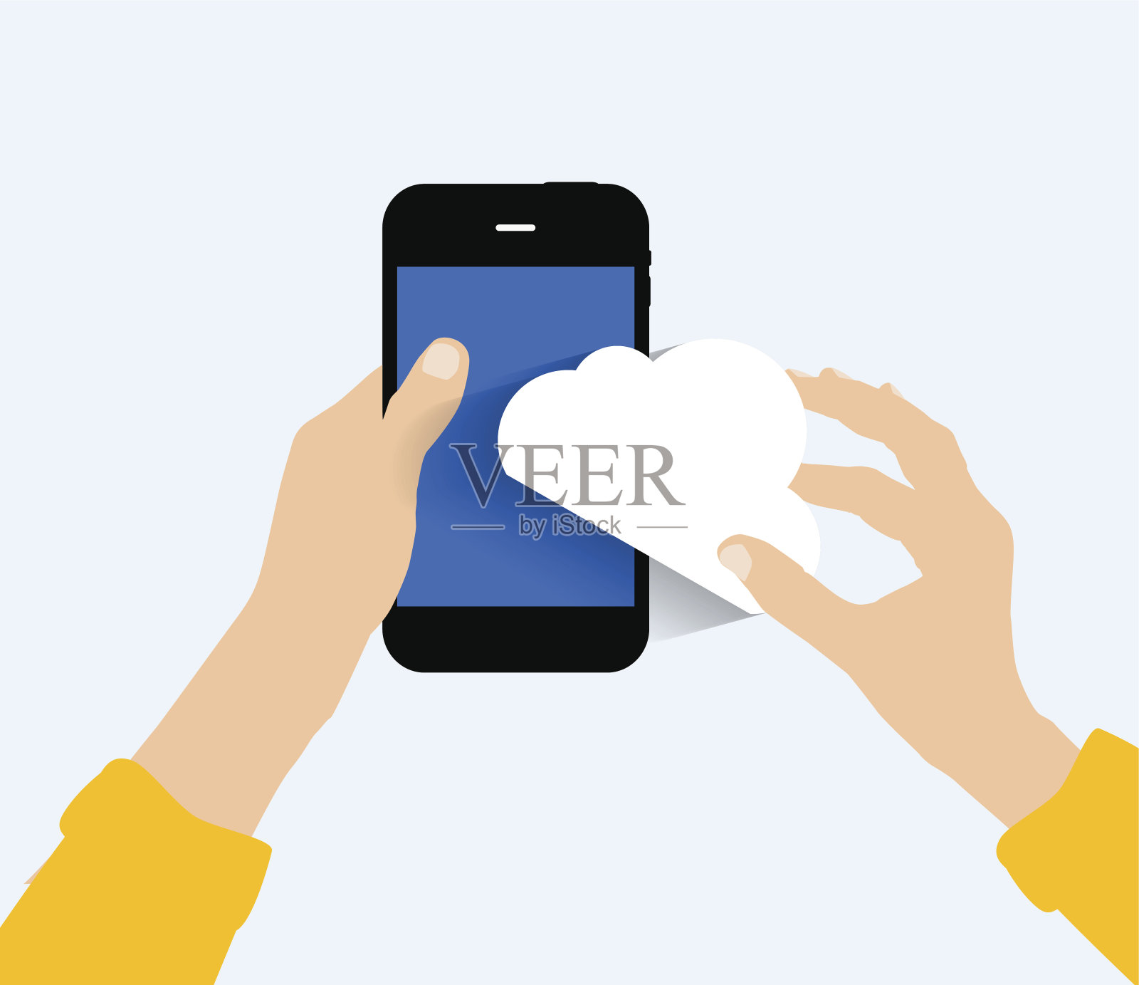 不同电子设备上的云计算概念。向量插画图片素材